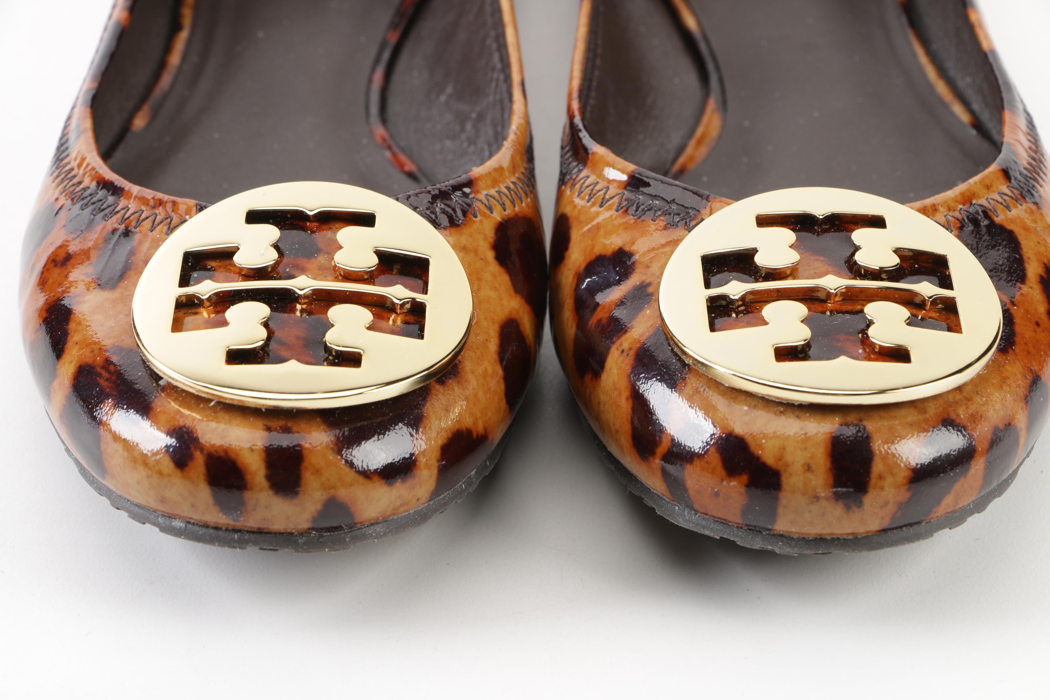 Tory Burch Animal Print Patent Leather Reva Flats