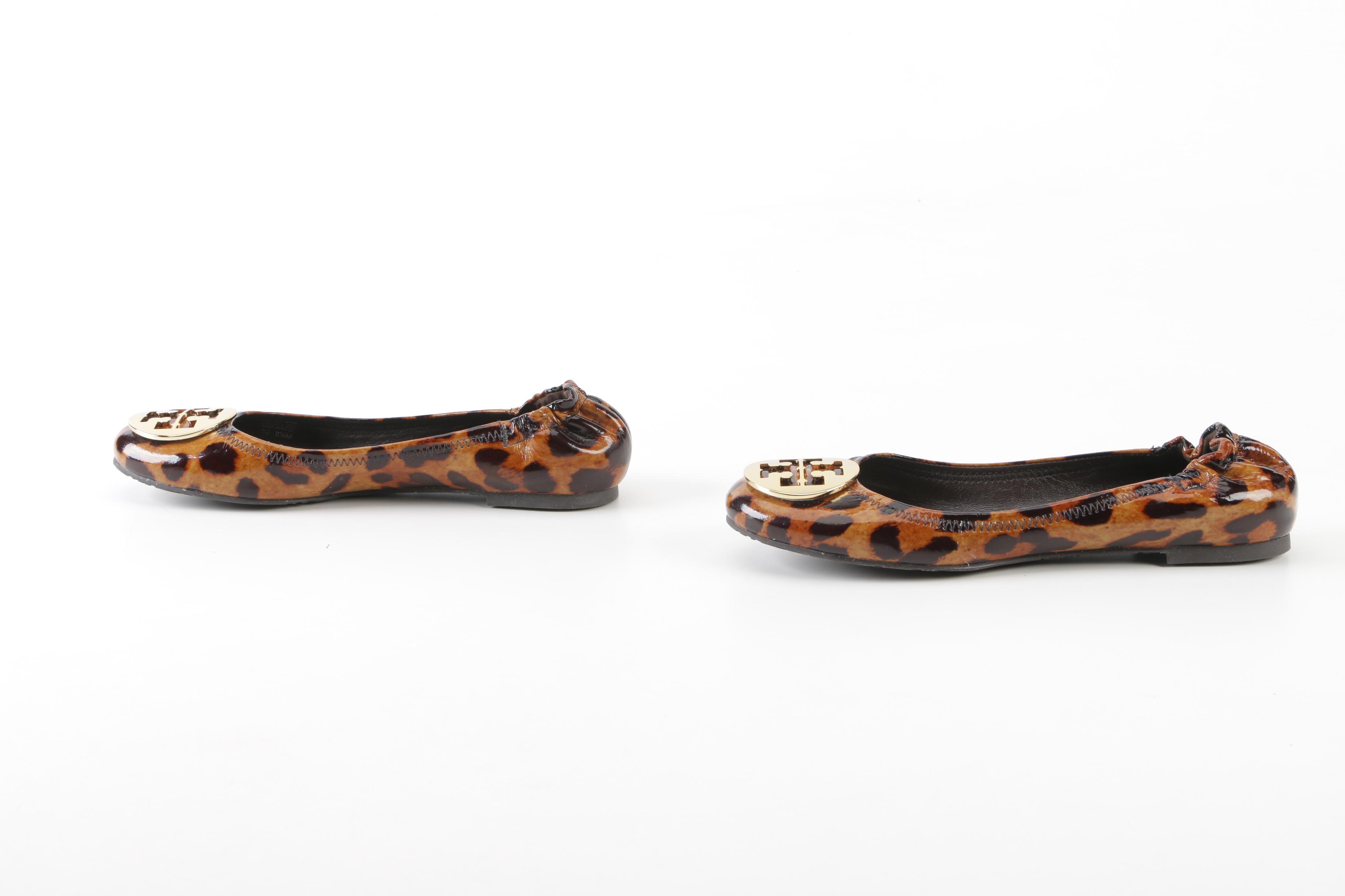 Tory Burch Animal Print Patent Leather Reva Flats