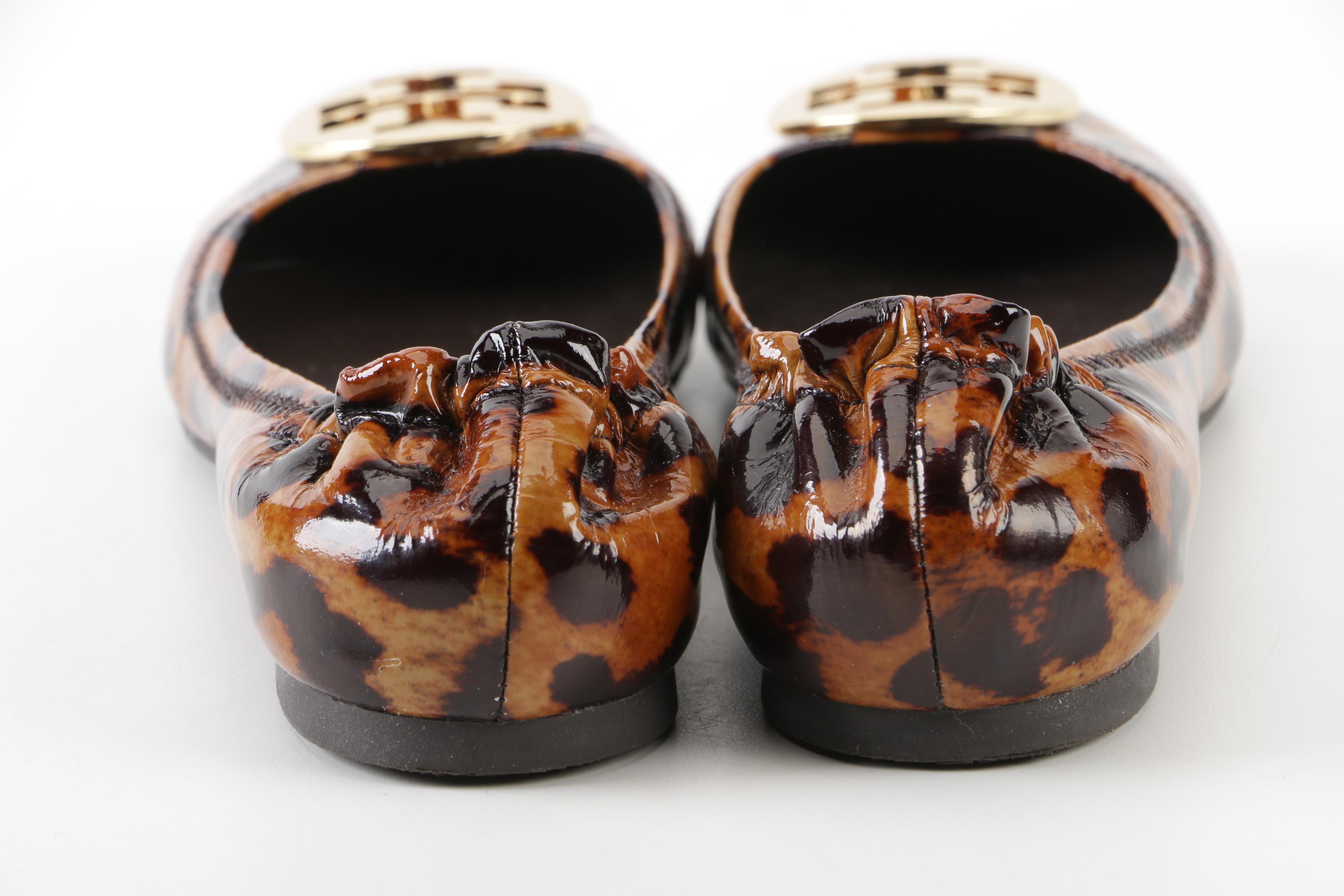 Tory Burch Animal Print Patent Leather Reva Flats