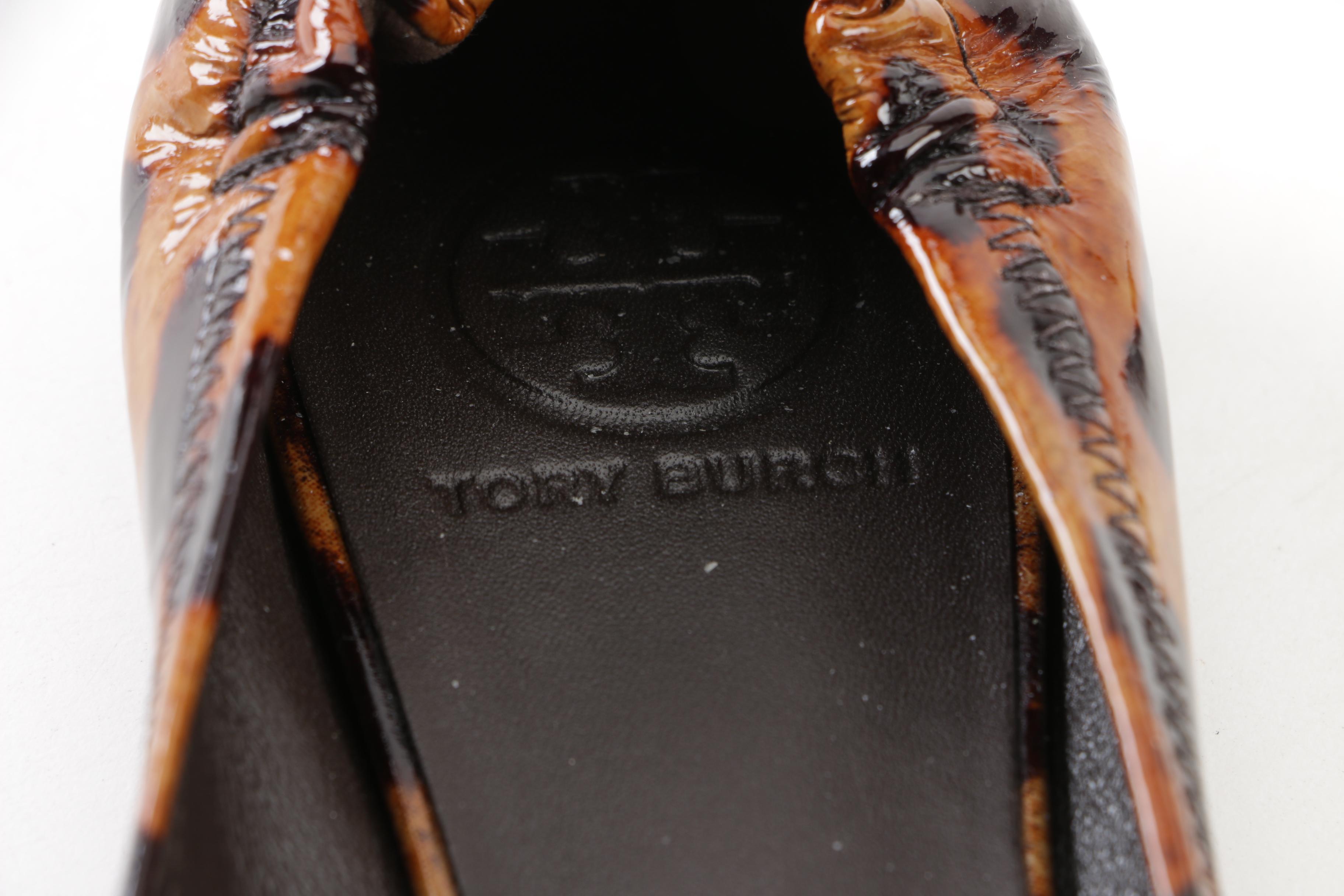 Tory Burch Animal Print Patent Leather Reva Flats