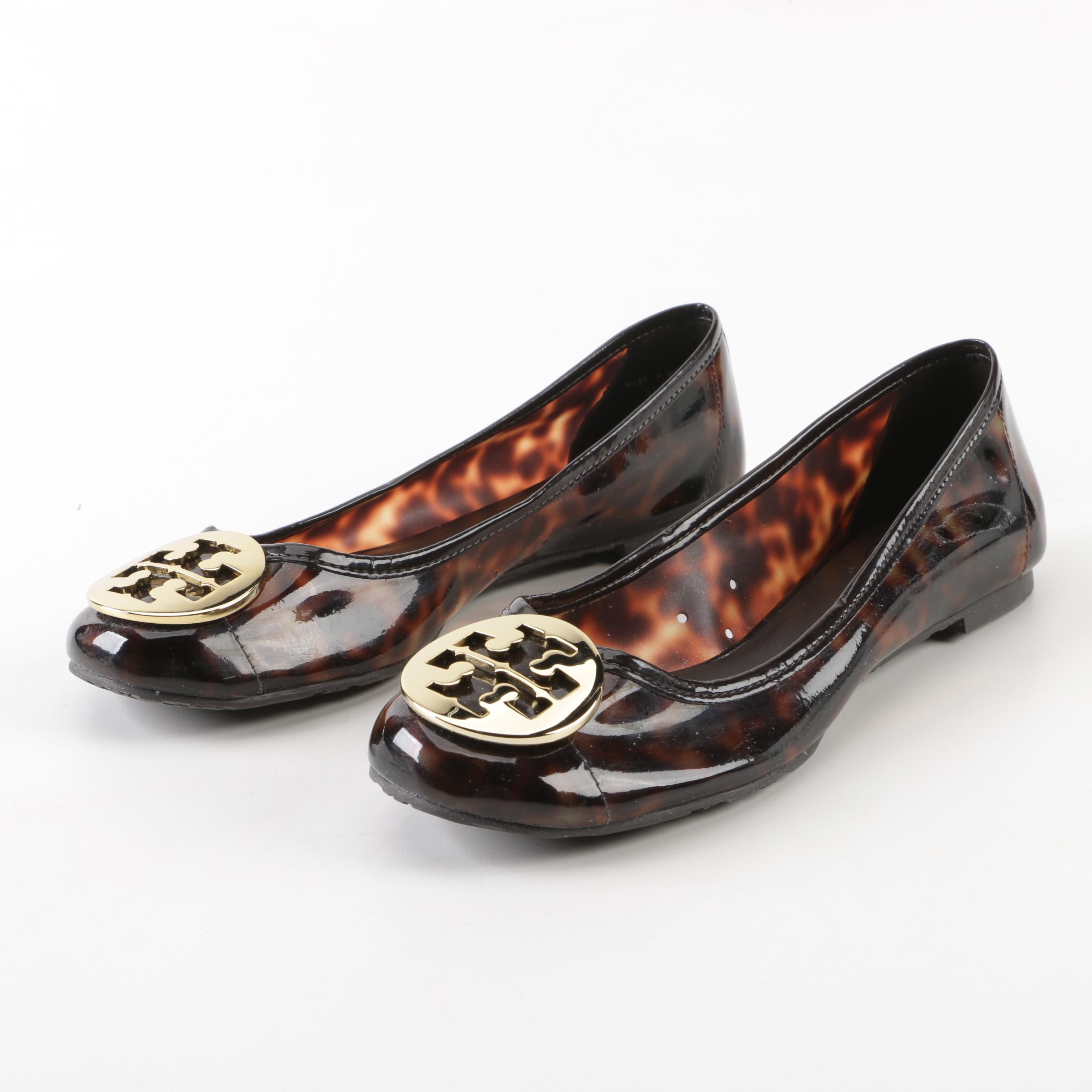 Tory Burch Reva Flats in Tortoise Print