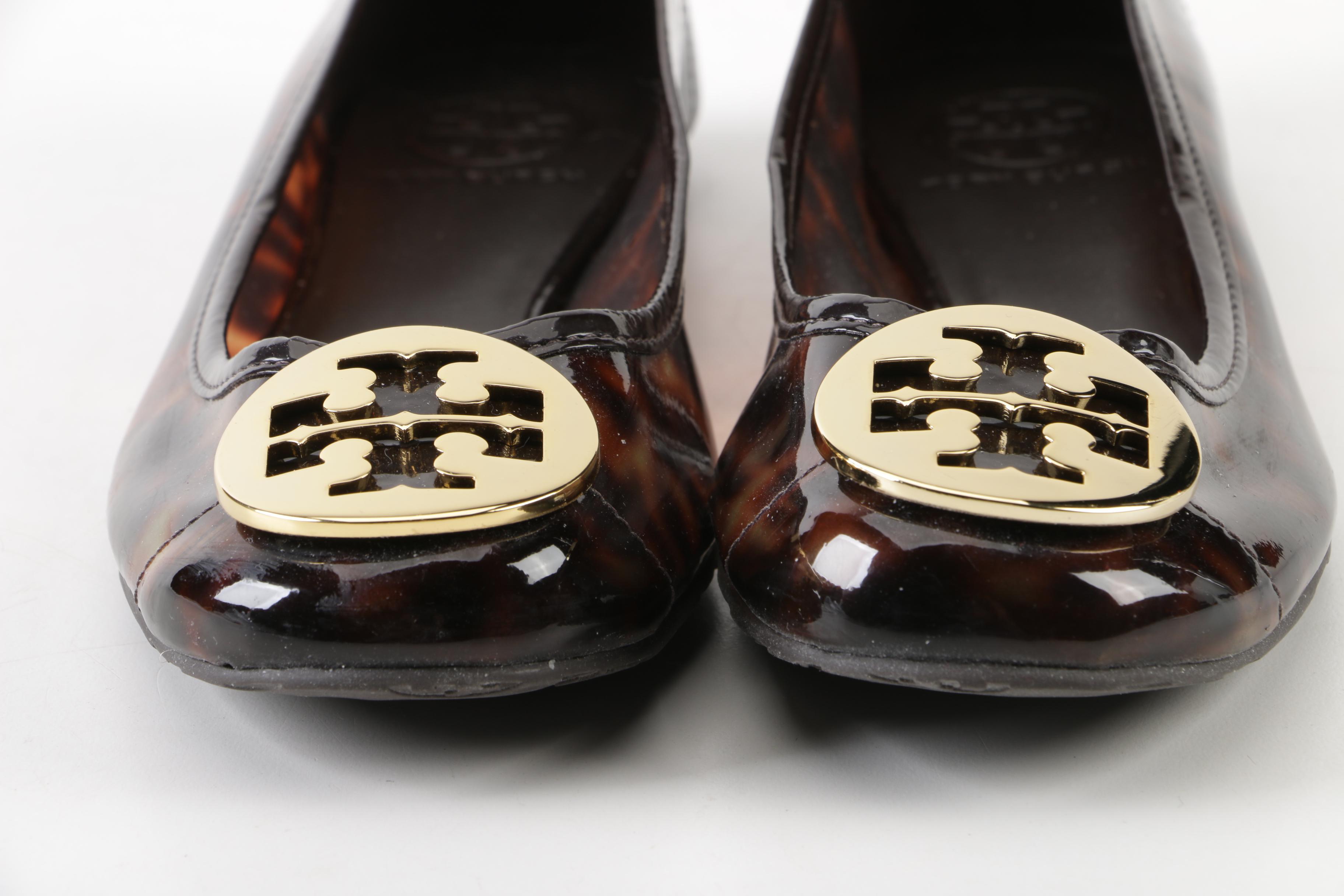 Tory Burch Reva Flats in Tortoise Print