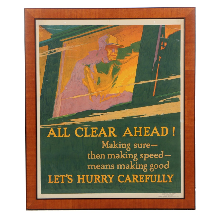Willard Frederic Elmes Lithograph Poster for Mather & Company "All Clear Ahead!"