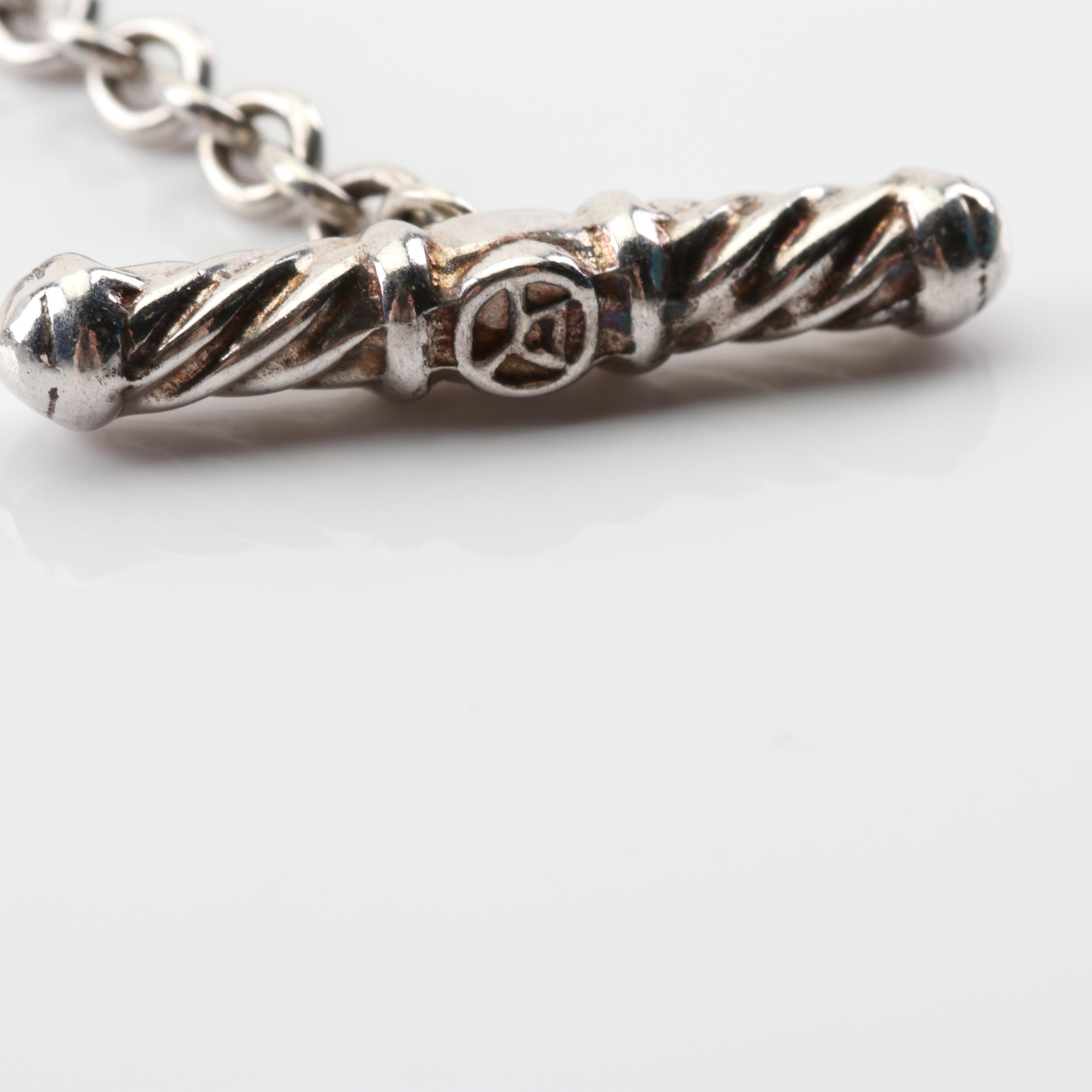David Yurman Sterling Silver Cable Link Necklace with 18K Yellow Gold Clasp
