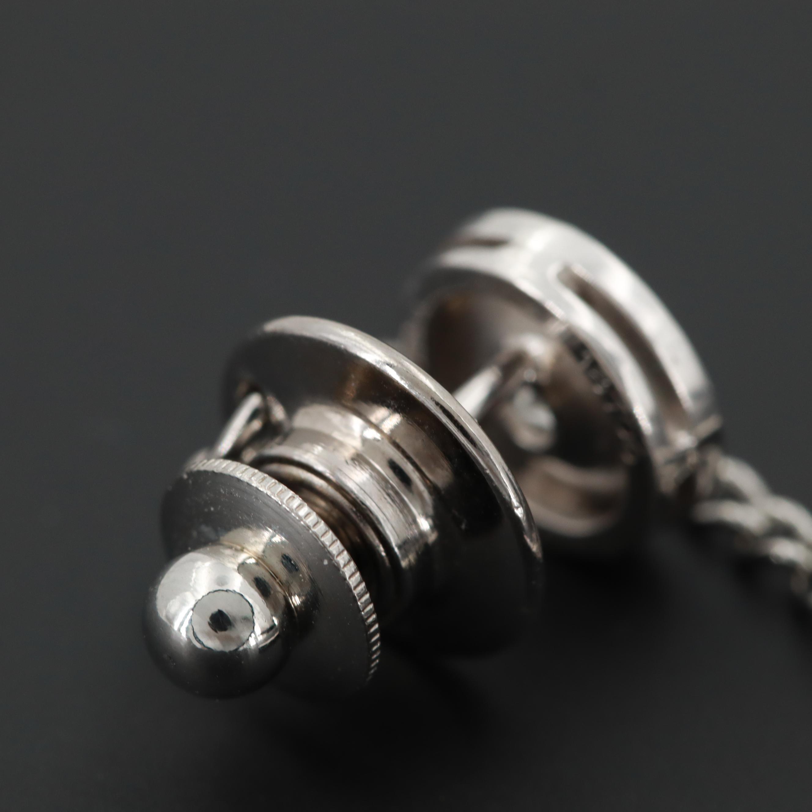 14K White Gold Diamond Tie Tack