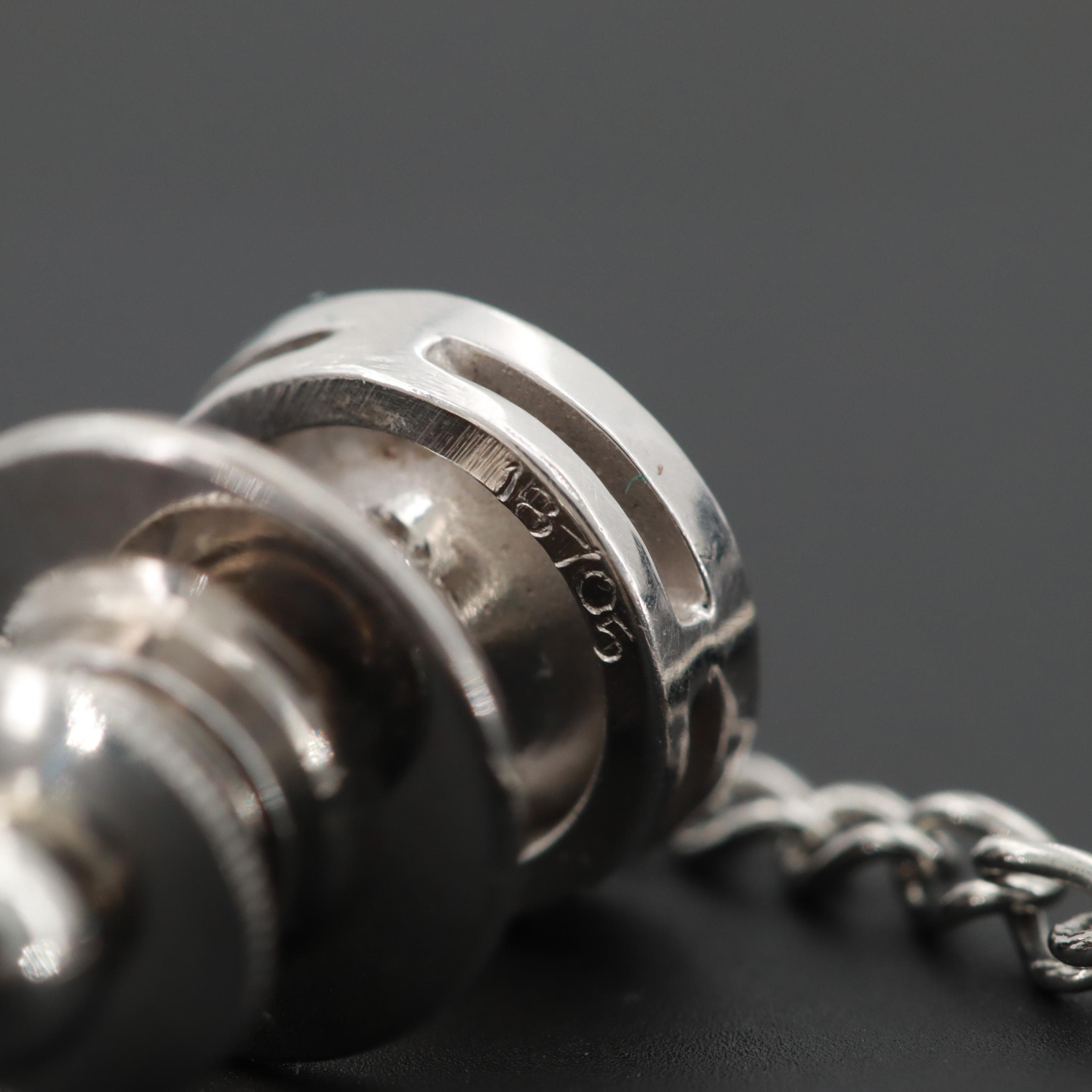 14K White Gold Diamond Tie Tack