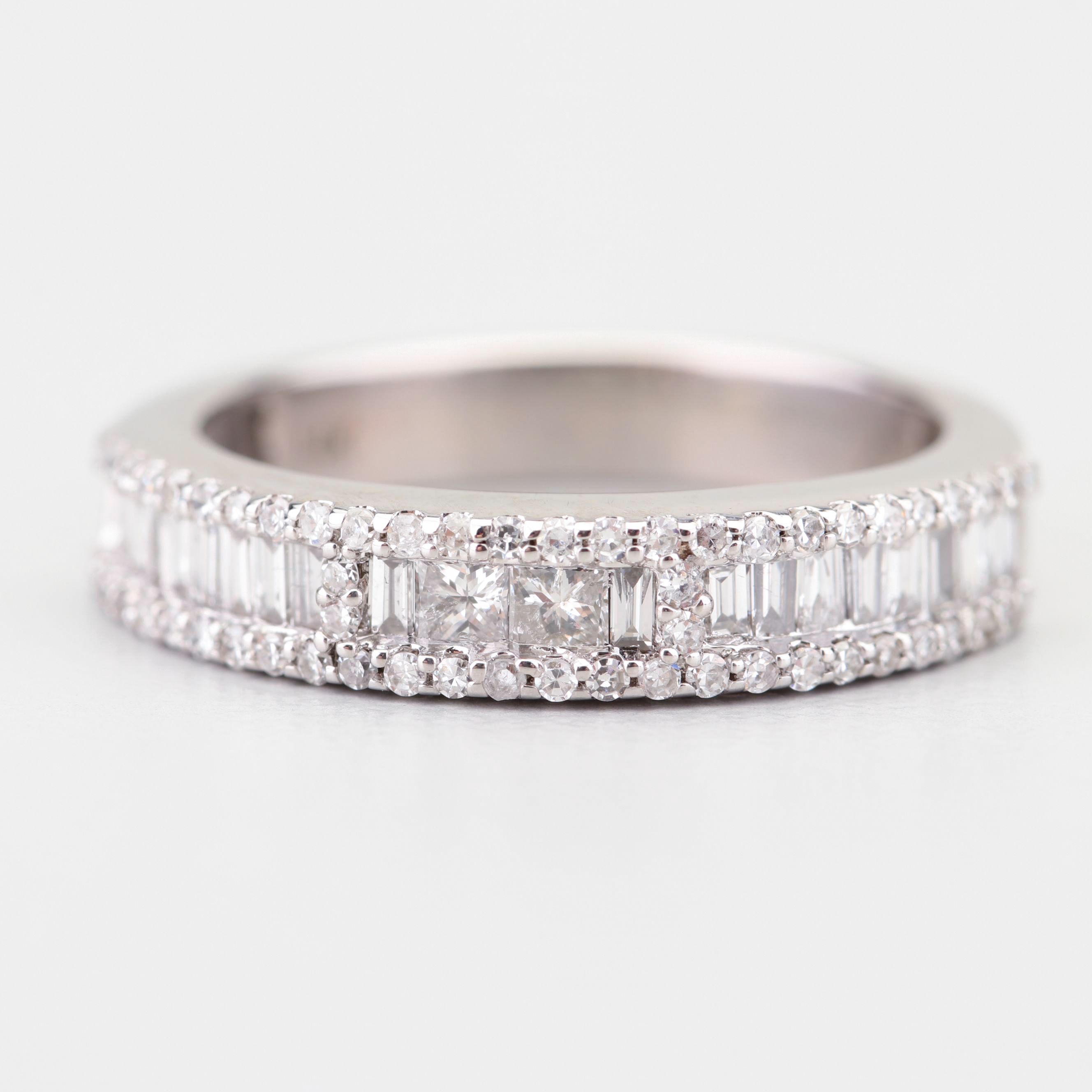 14K White Gold Diamond Band