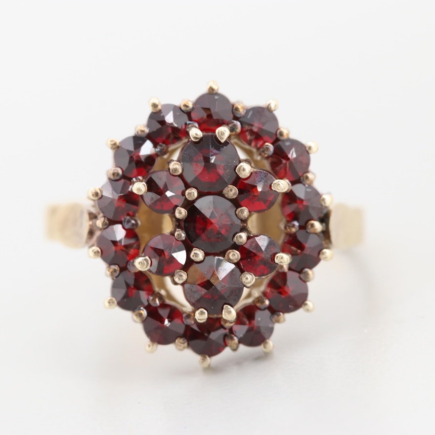 Vintage Bohemian Gold Wash on 830 Silver Garnet Ring