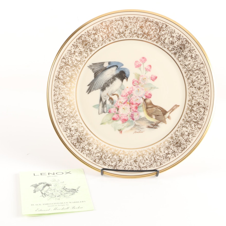 1980 Lenox "Boehm Birds" Porcelain Black-Throated Blue Warblers Plate