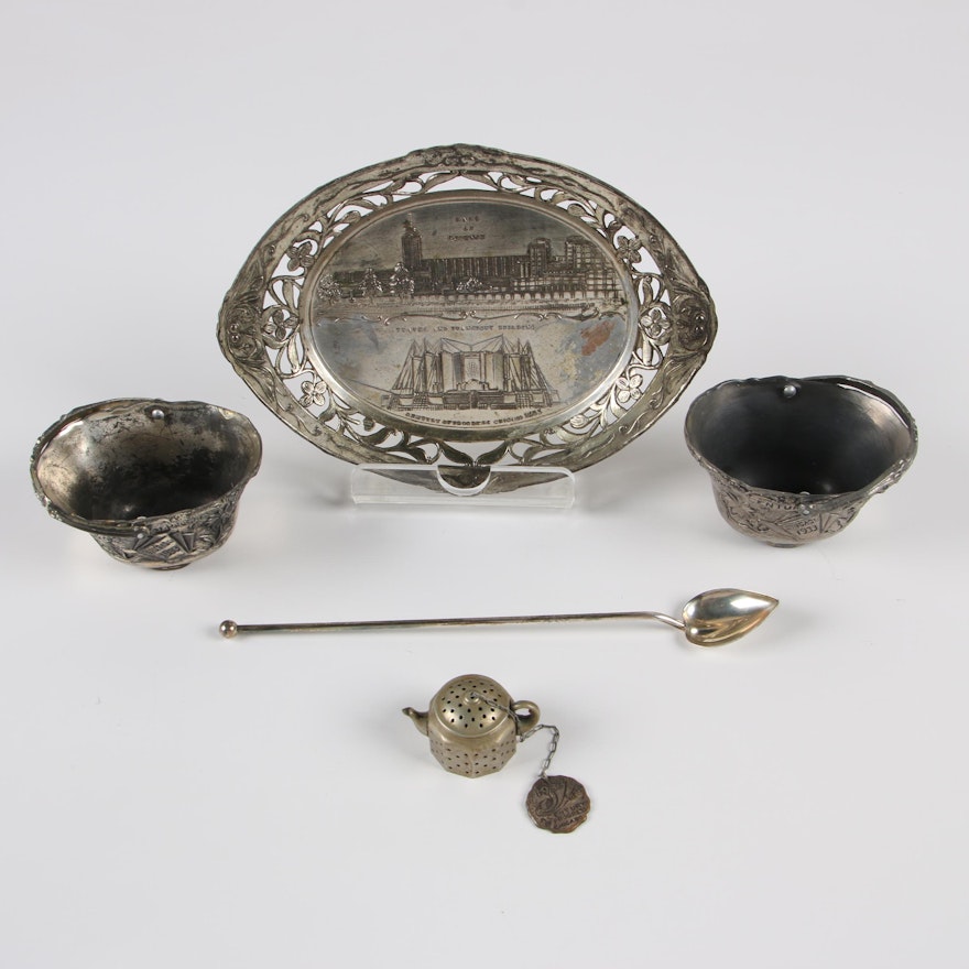 Watson Sterling Stirring Straw and Chicago Silver Plate Souvenirs