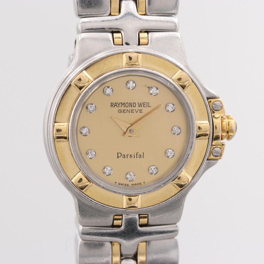 Raymond Weil Parsifal Two Tone Stainless Steel Wristwatch With Diamond Dial