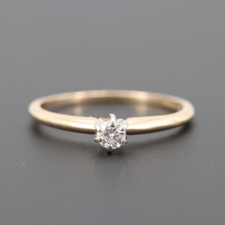 14K Yellow Gold Diamond Solitaire Ring