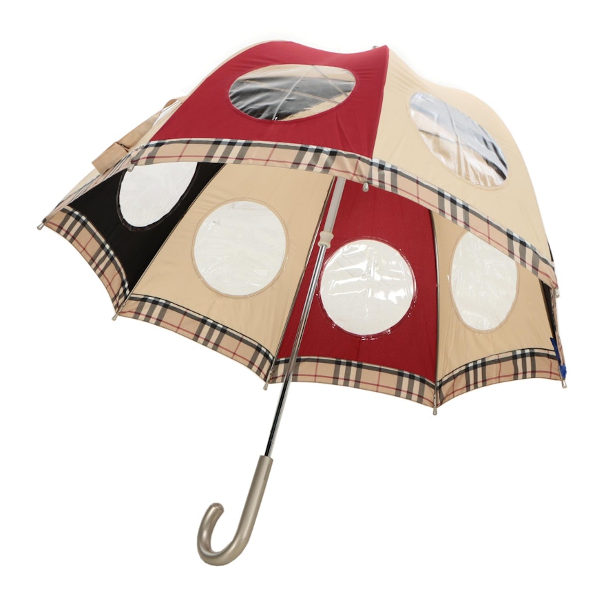 Burberry London Dome Umbrella with Vinyl Porthole Windows