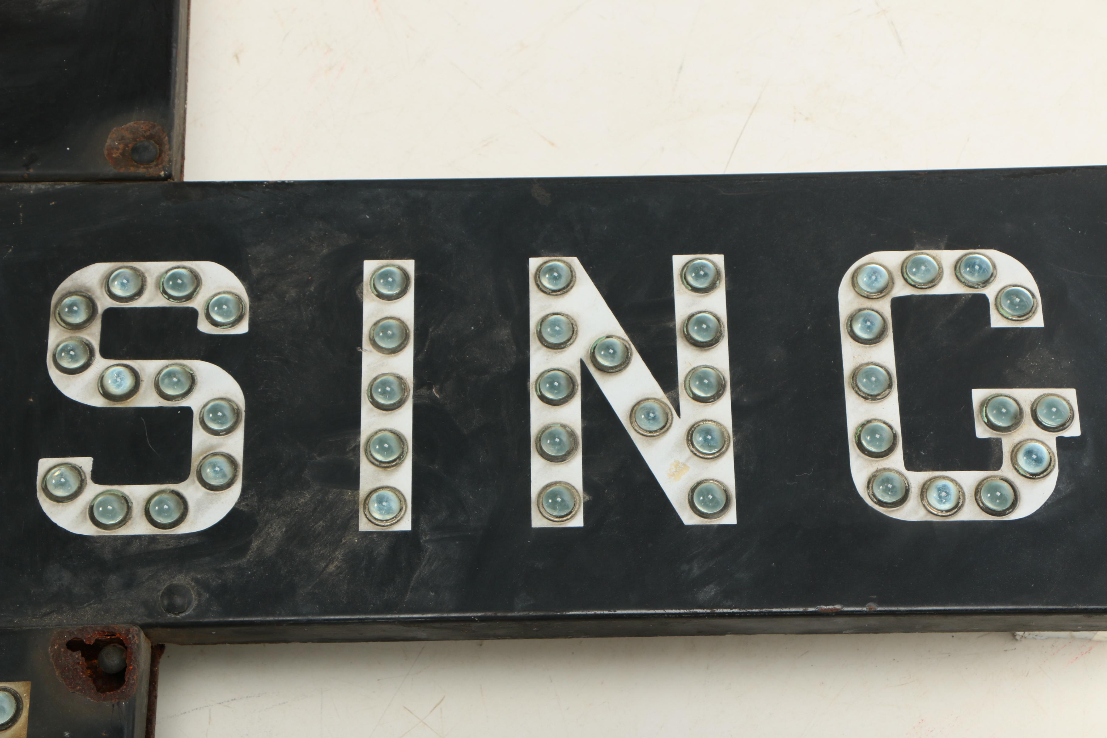 Crossbuck Railroad Crossing Gate Sign with "Cat Eye" Reflectors, 1930s