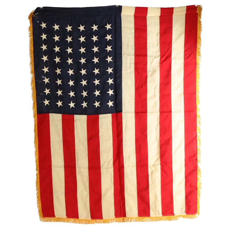 Large 48 Star American Flag with Fringe, 1912 - 1959