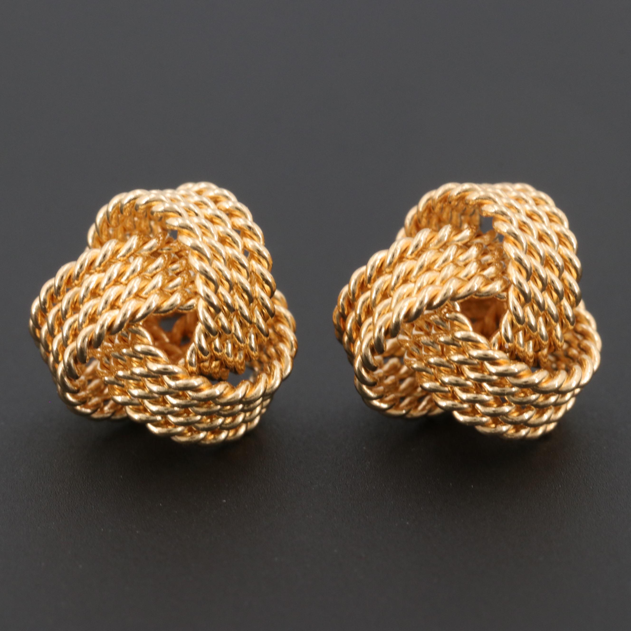 Tiffany & Co. 18K Yellow Gold Twisted Knot Earrings
