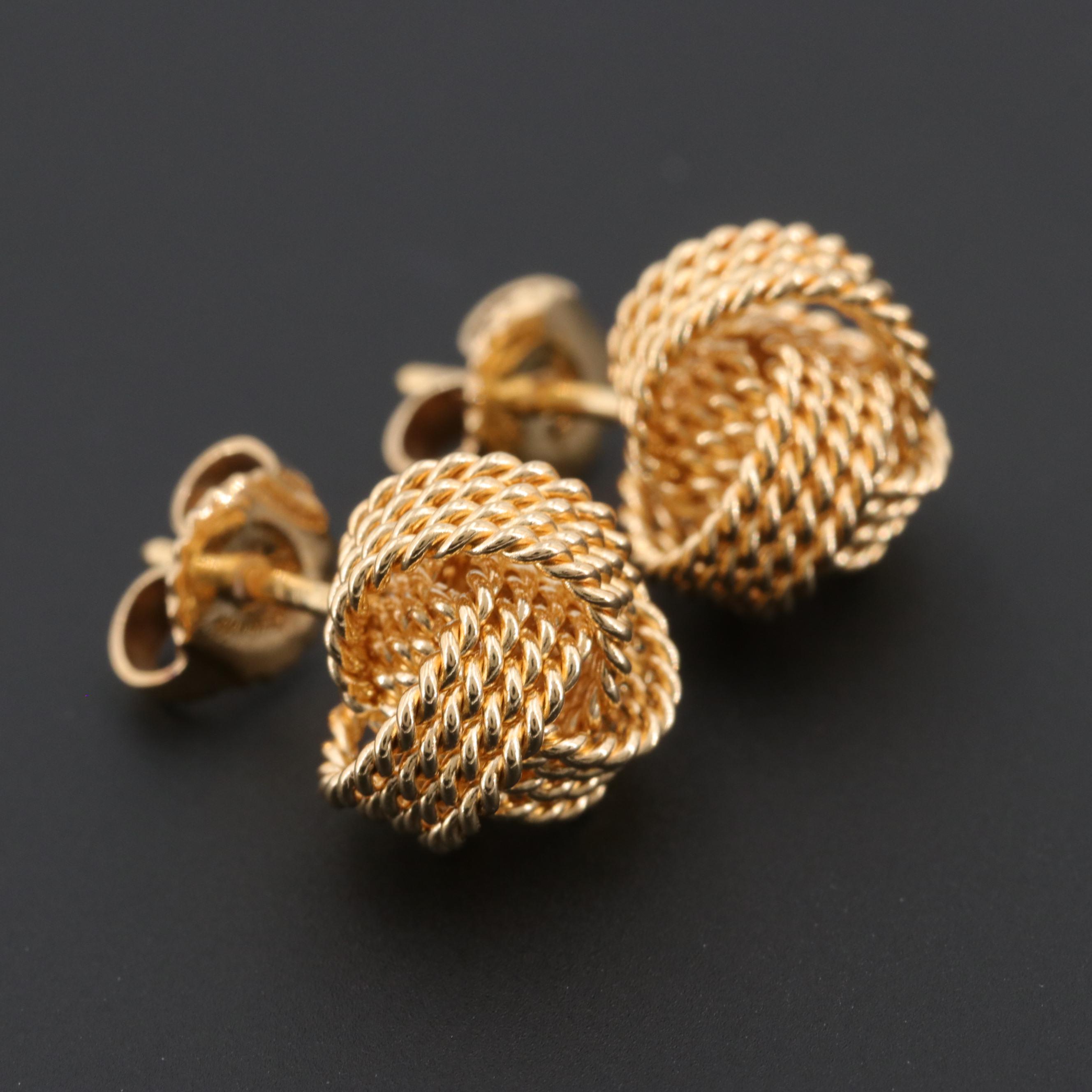 Tiffany & Co. 18K Yellow Gold Twisted Knot Earrings