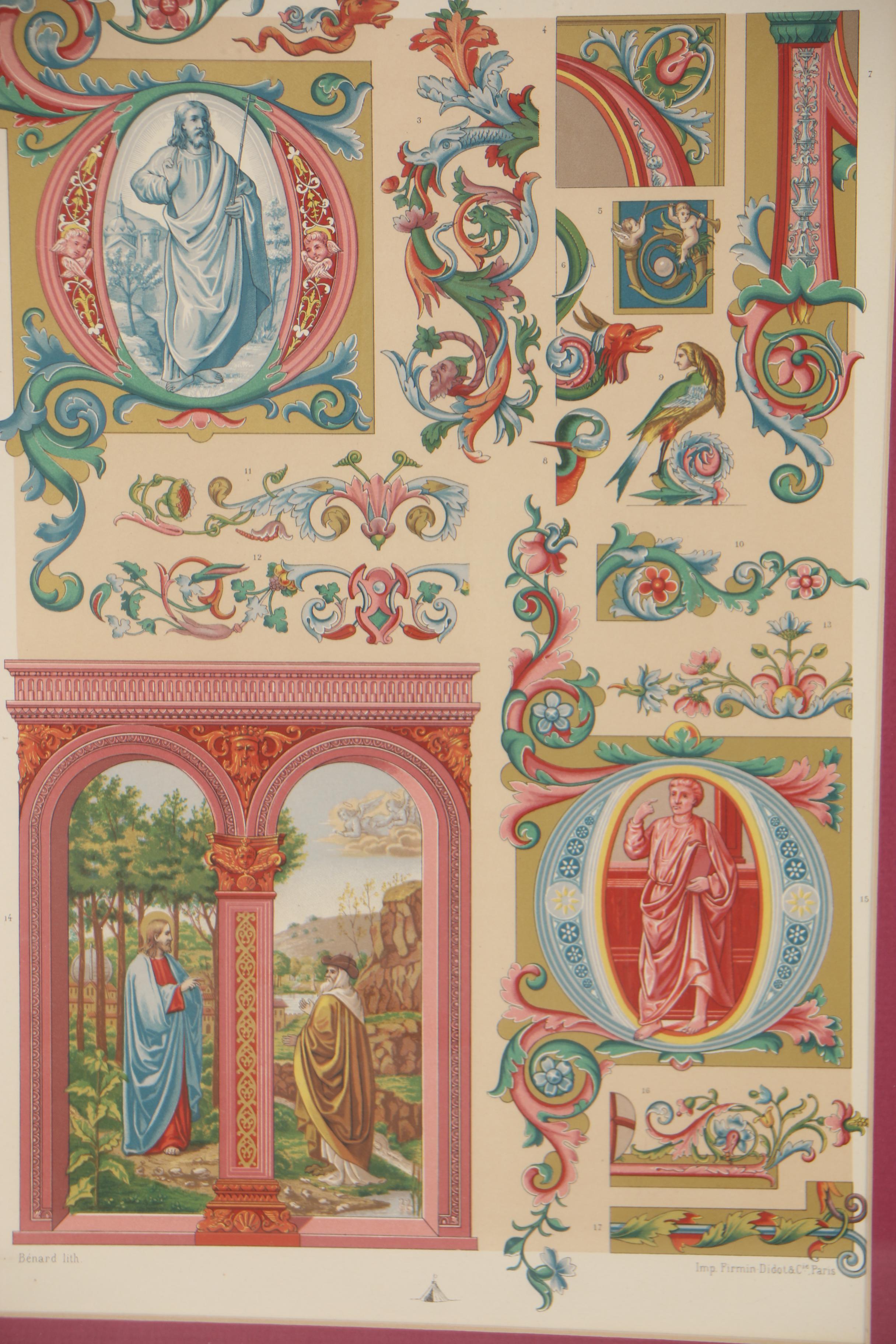 Renaissance Motif Chromolithographs from Racinet's "L'Ornement Polychrome"