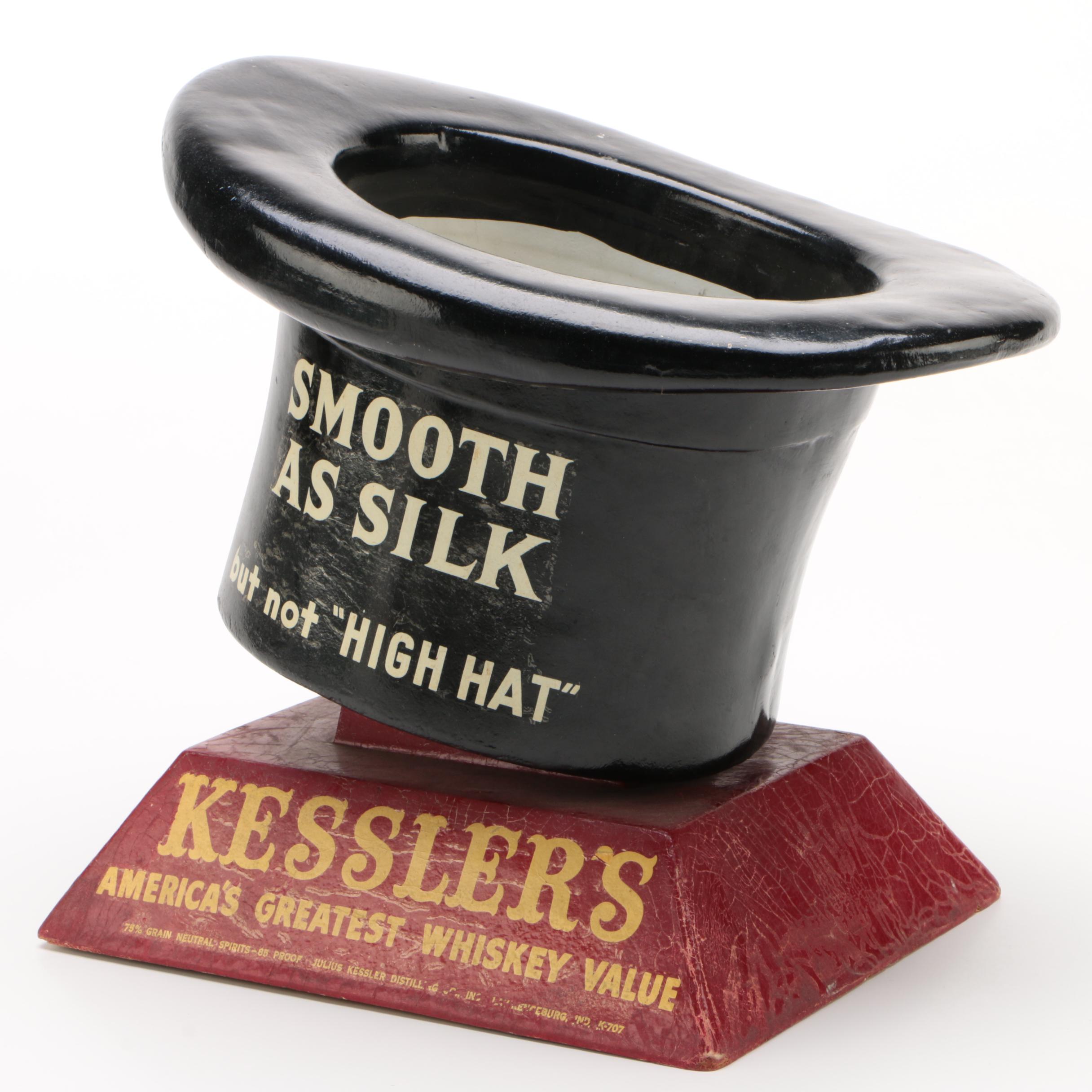 Kessler "High Hat" American Whiskey Bottle Advertising Display