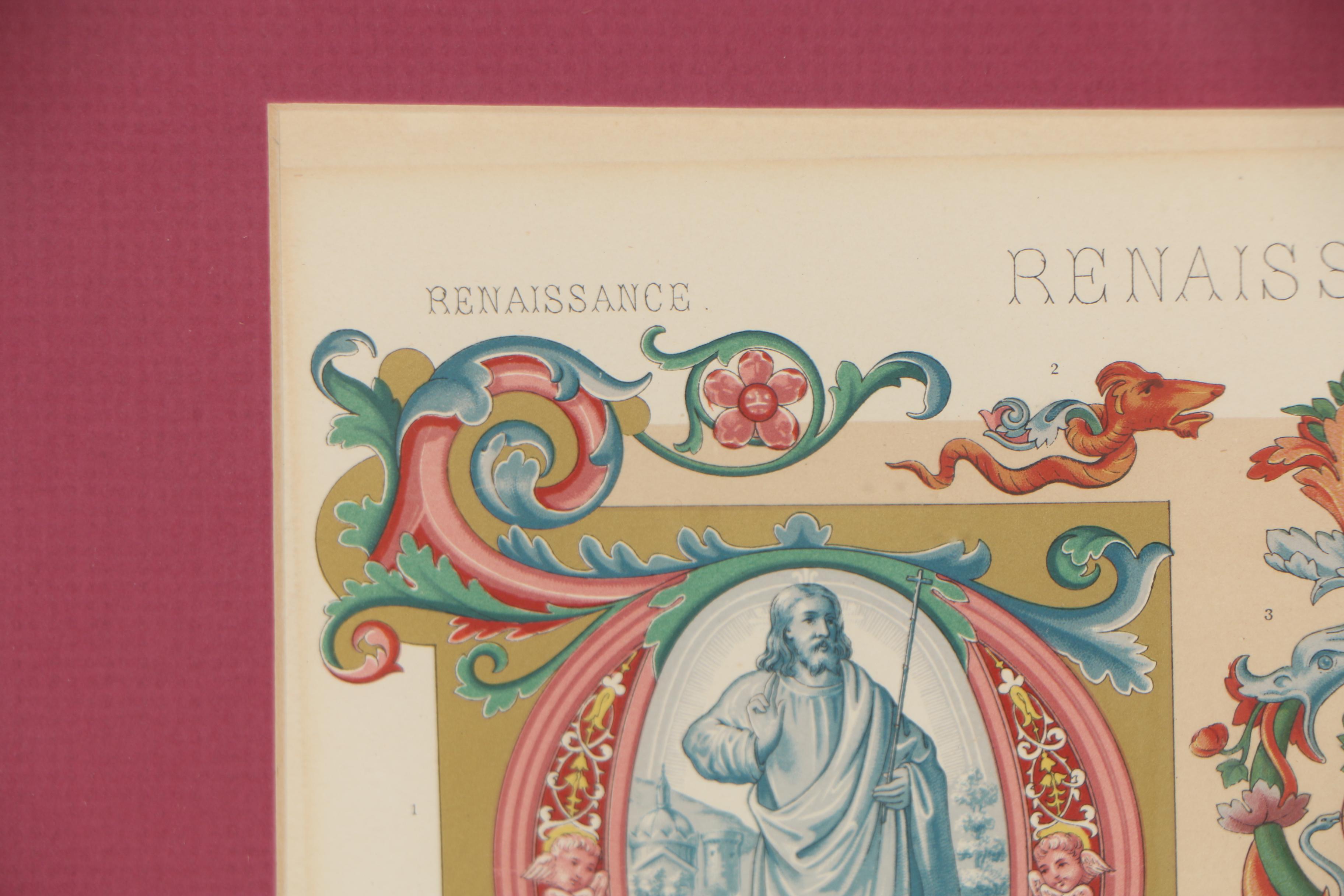 Renaissance Motif Chromolithographs from Racinet's "L'Ornement Polychrome"