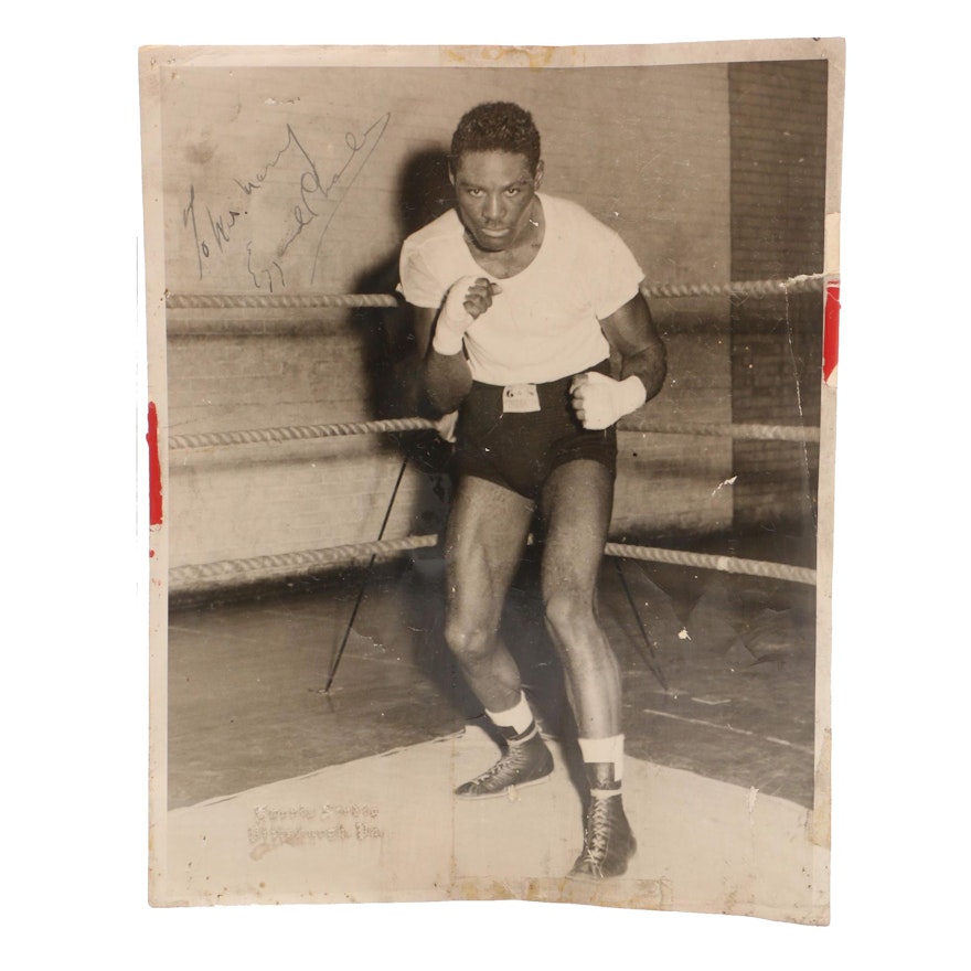 1940s-1950s Ezzard Charles Signed Boxing Photograph