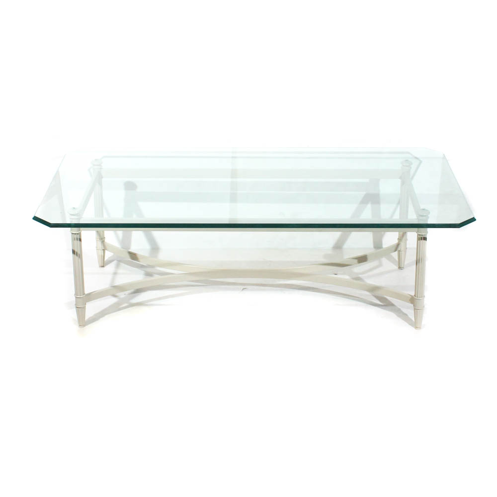 Glass Top Metal Frame Coffee Table