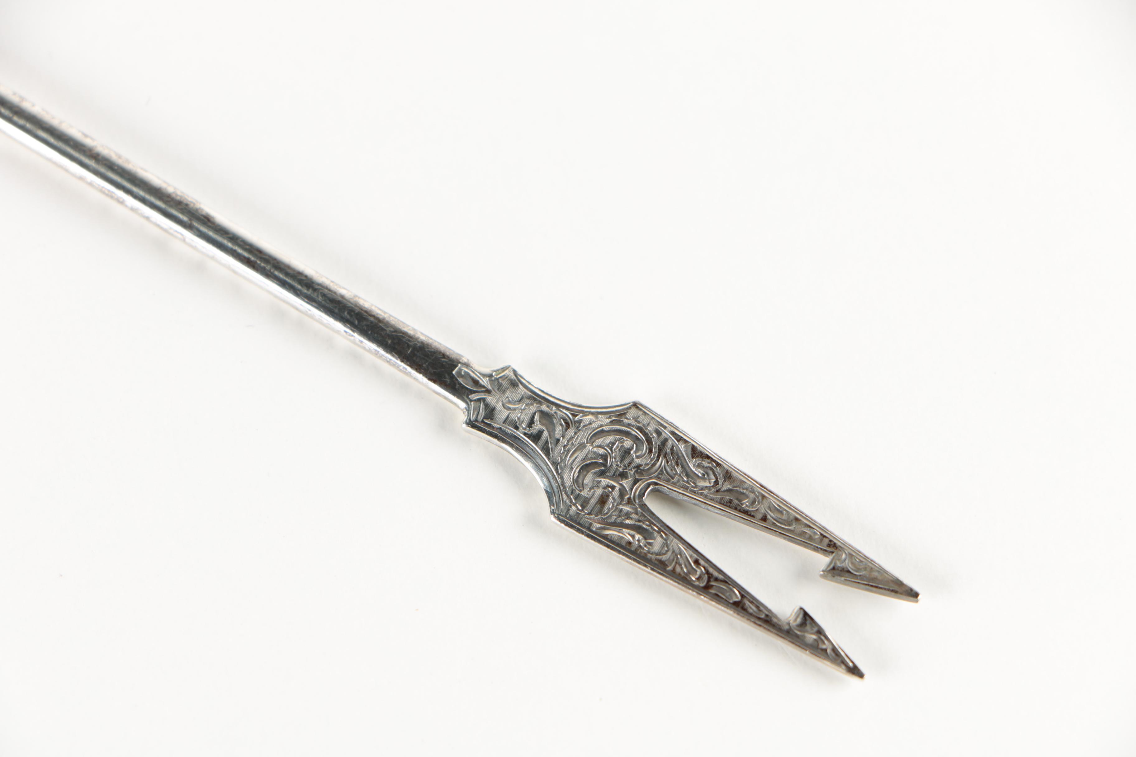 Victorian Coin Silver Pickle Fork in Presentation Case