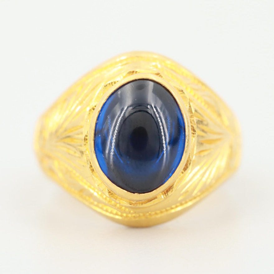 22K Yellow Gold Synthetic Spinel Ring