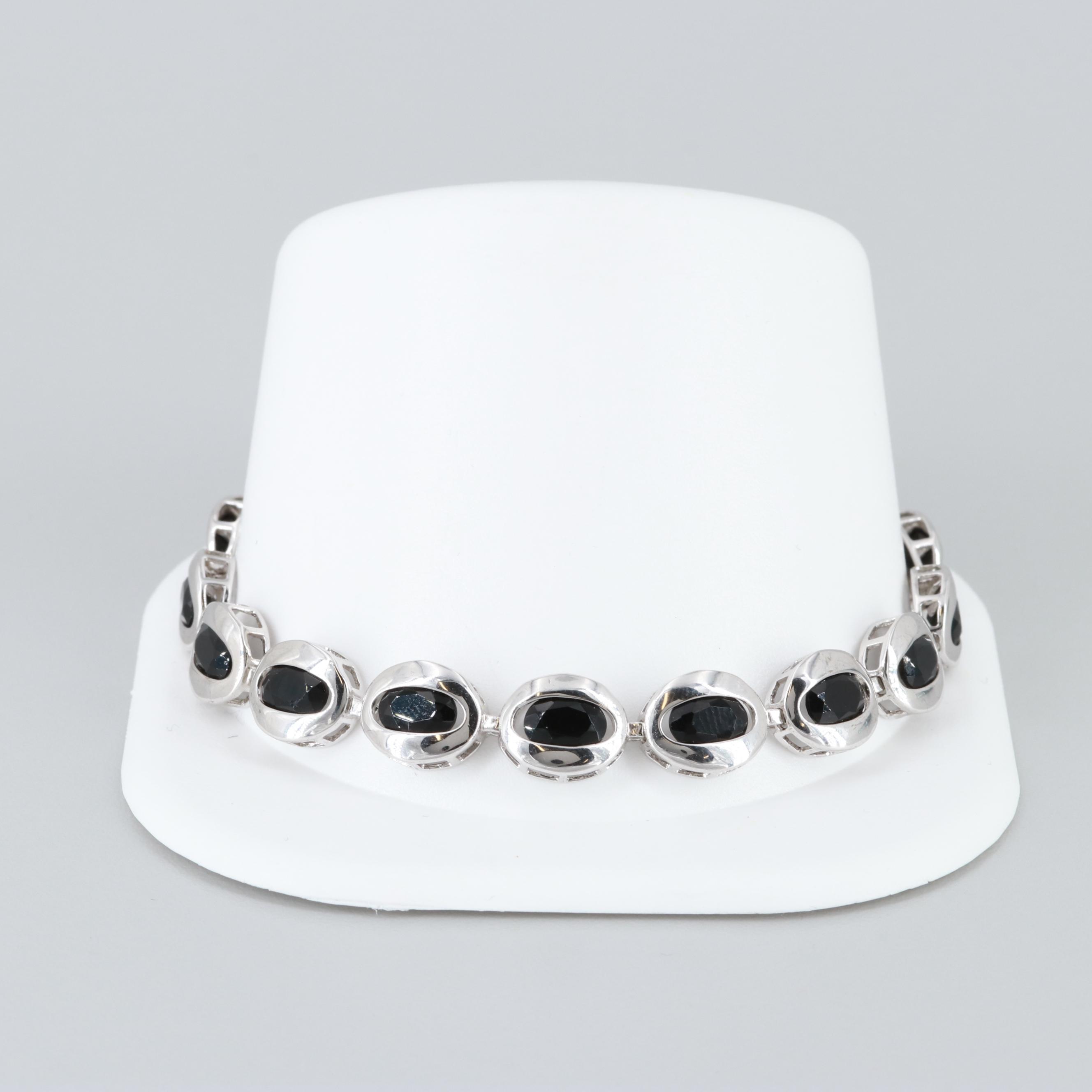 Sterling Silver Black Cubic Zirconia Bracelet