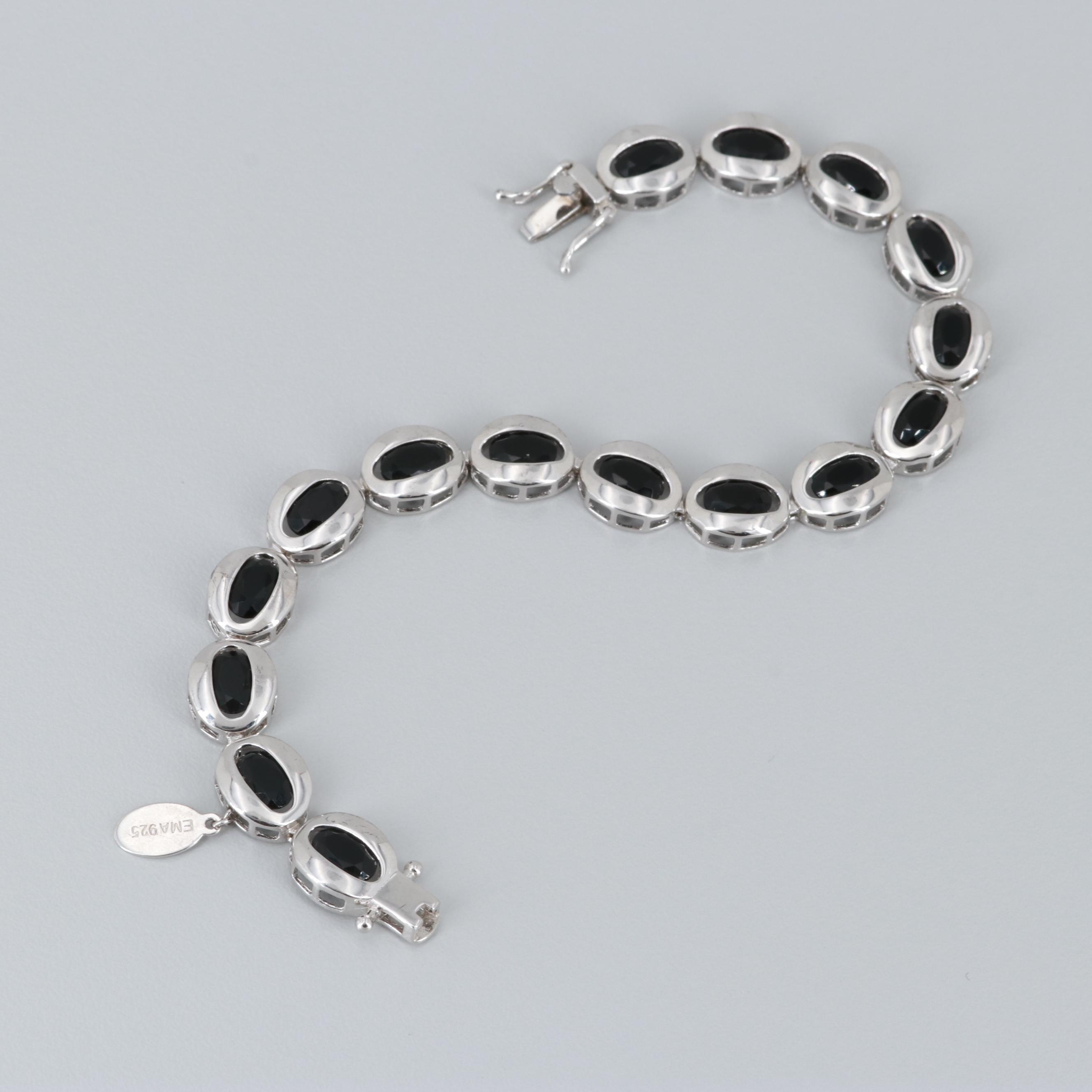 Sterling Silver Black Cubic Zirconia Bracelet