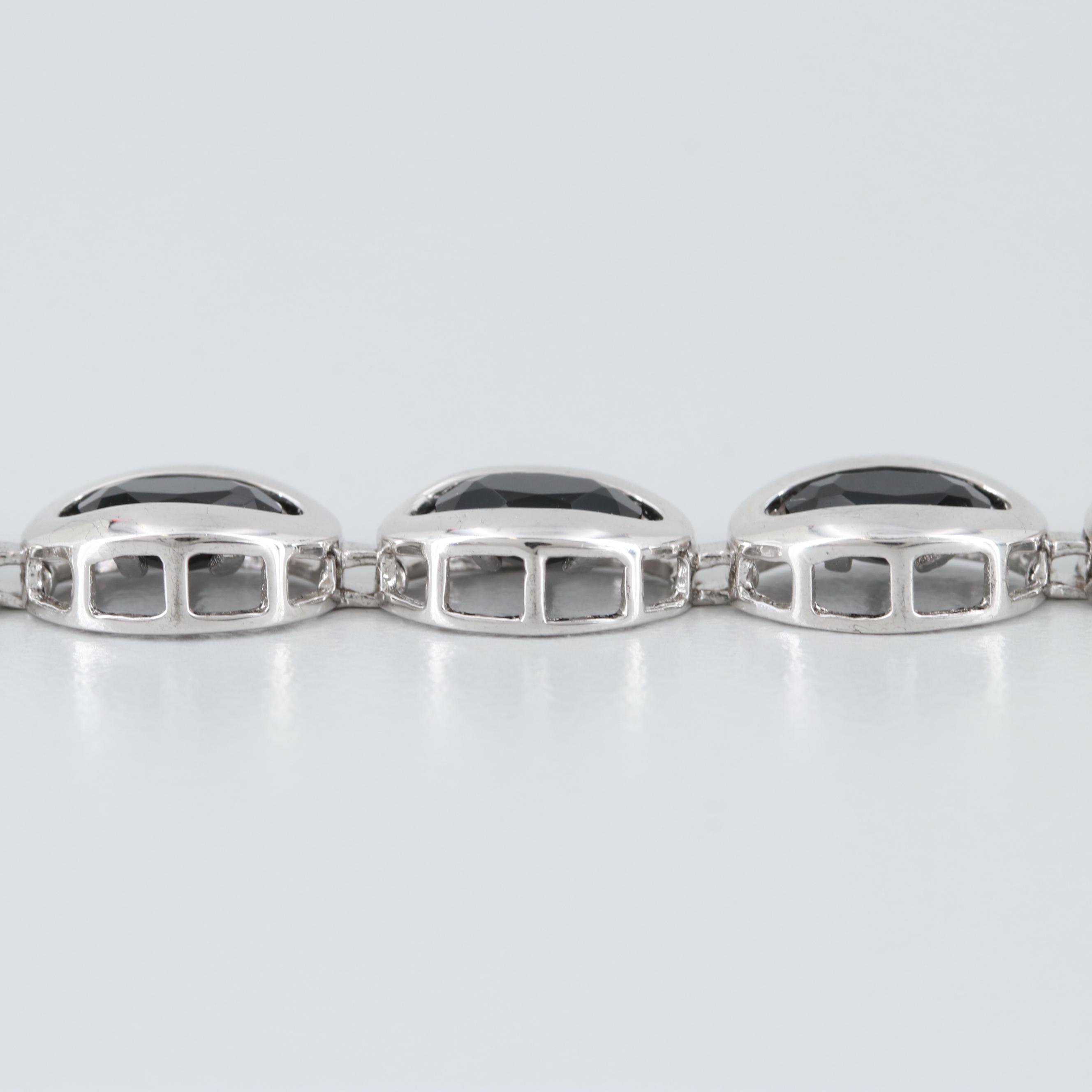 Sterling Silver Black Cubic Zirconia Bracelet