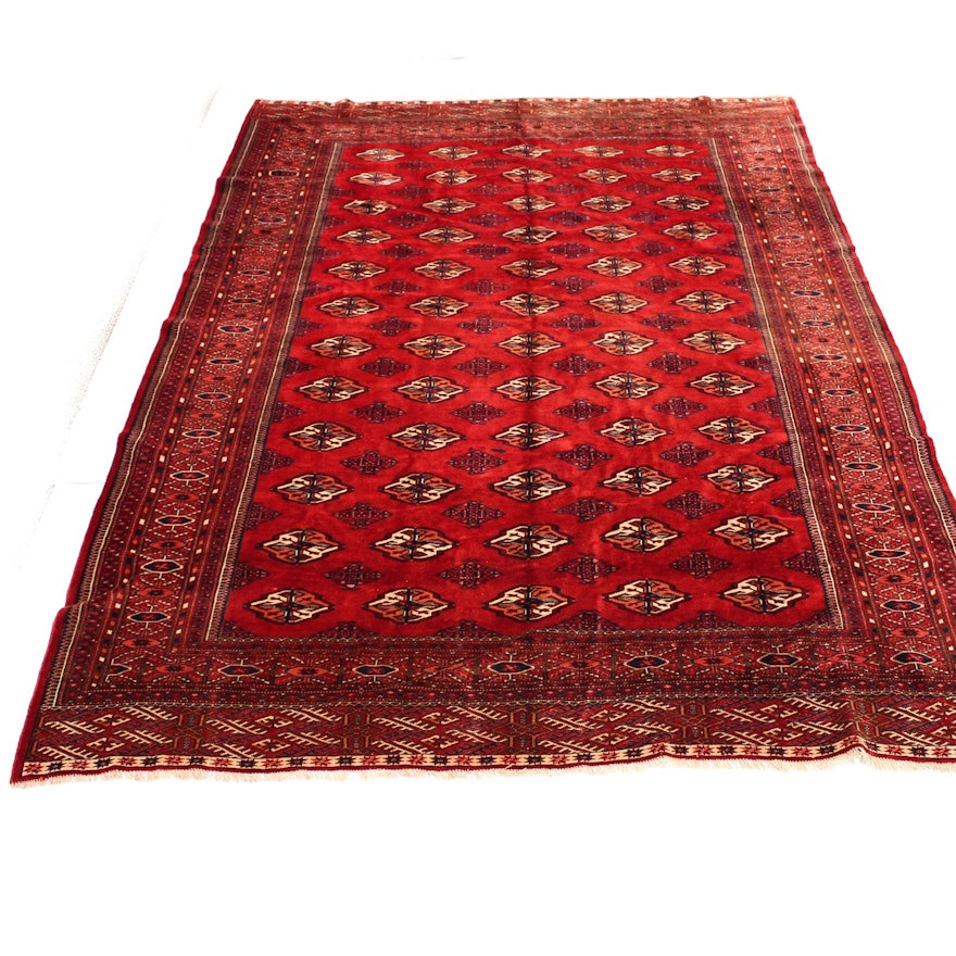Hand-Knotted Persian Turkoman Wool Area Rug