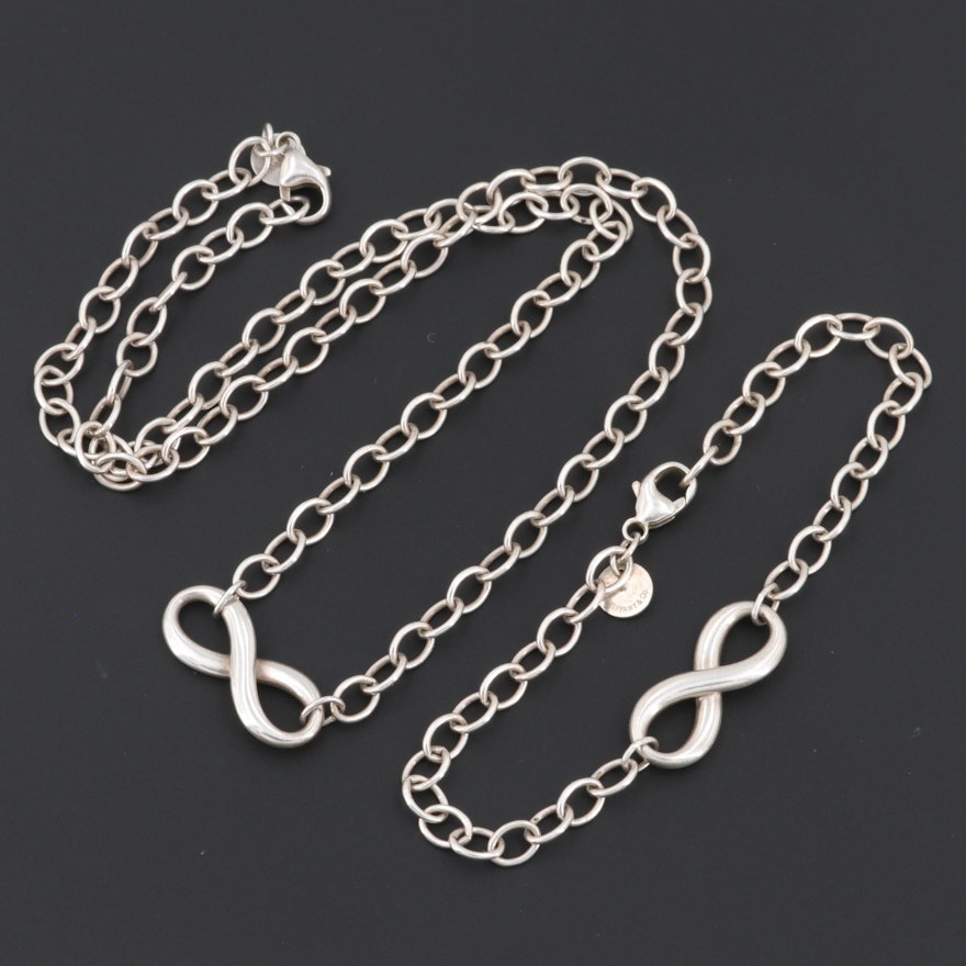 Tiffany & Co. Sterling Silver "Infinity Collection" Necklace and Bracelet