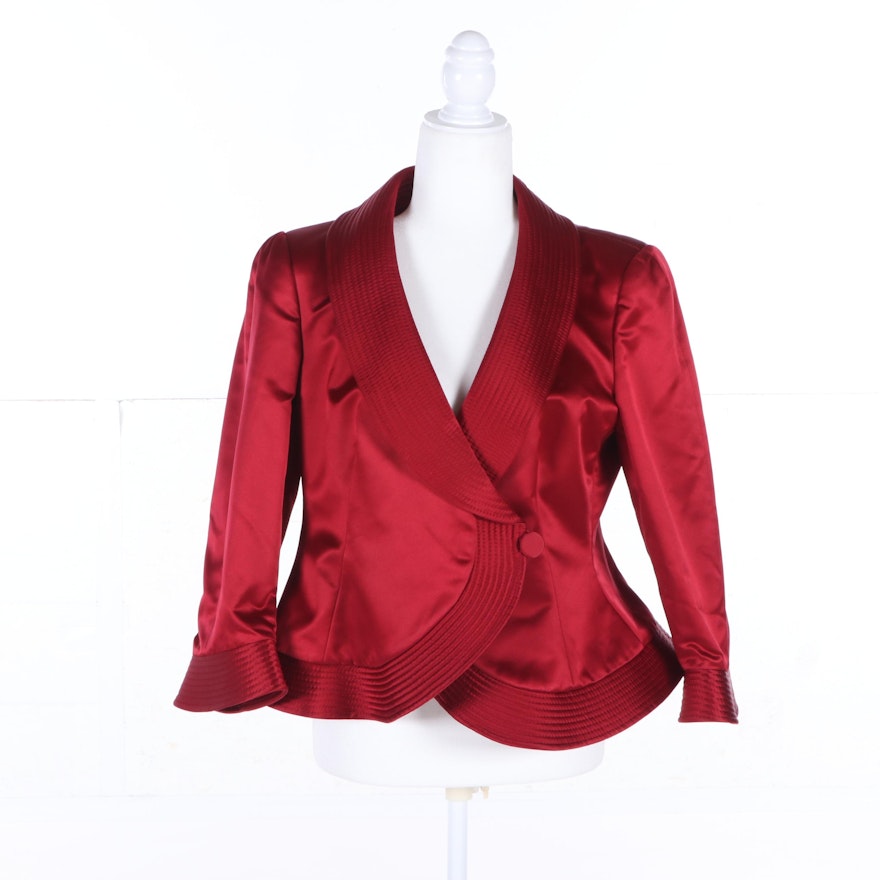 Women's Giorgio Armani Crimson Red Silk Dress Jacket