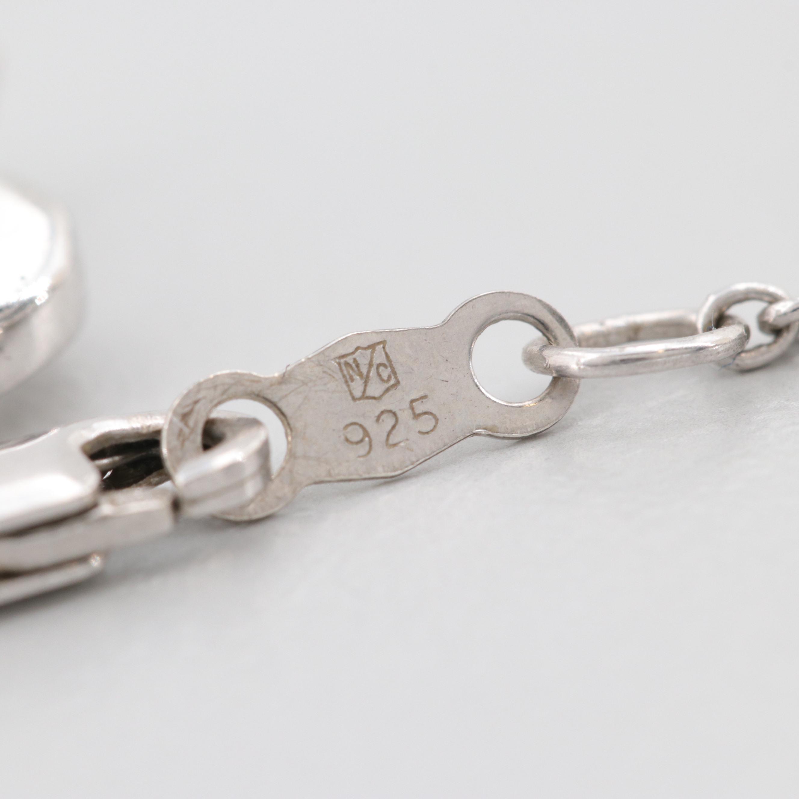 Jane Seymour Sterling Silver Diamond Open Heart Angel Pendant Necklace