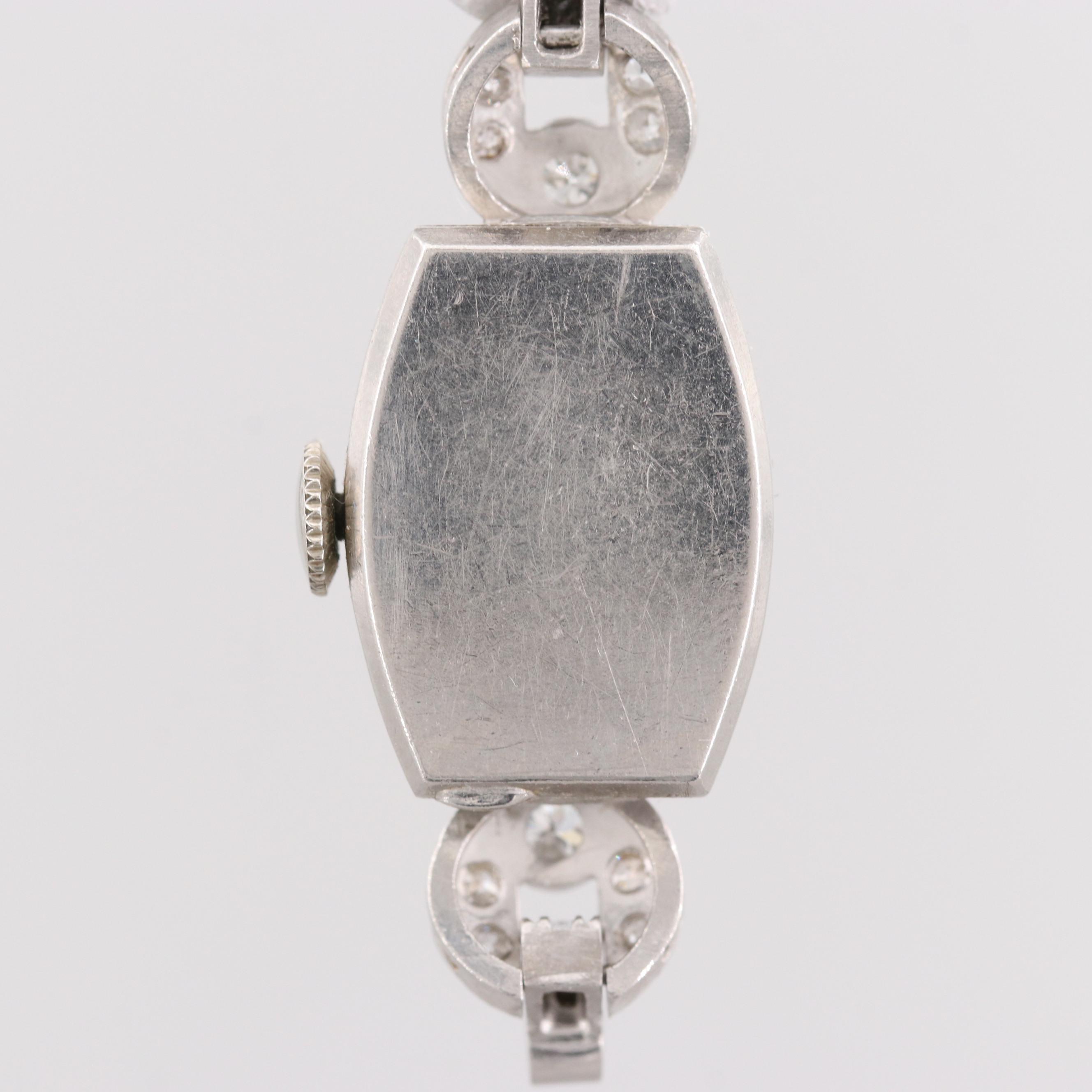 Lady Elgin Platinum Watch With Diamond Bezel and Lugs