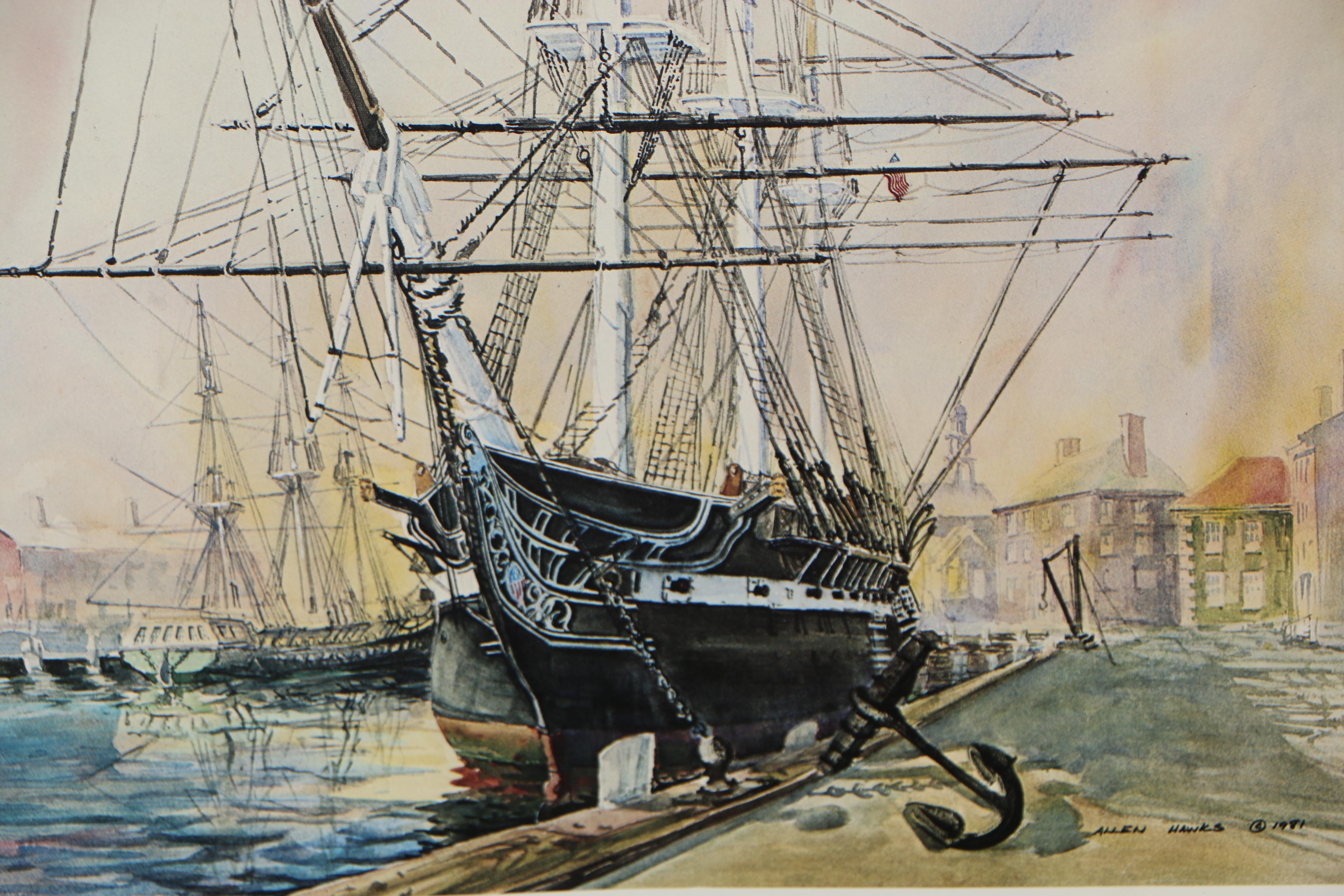 Allen Hawks Offset Lithograph "The Constitution", Circa 1981