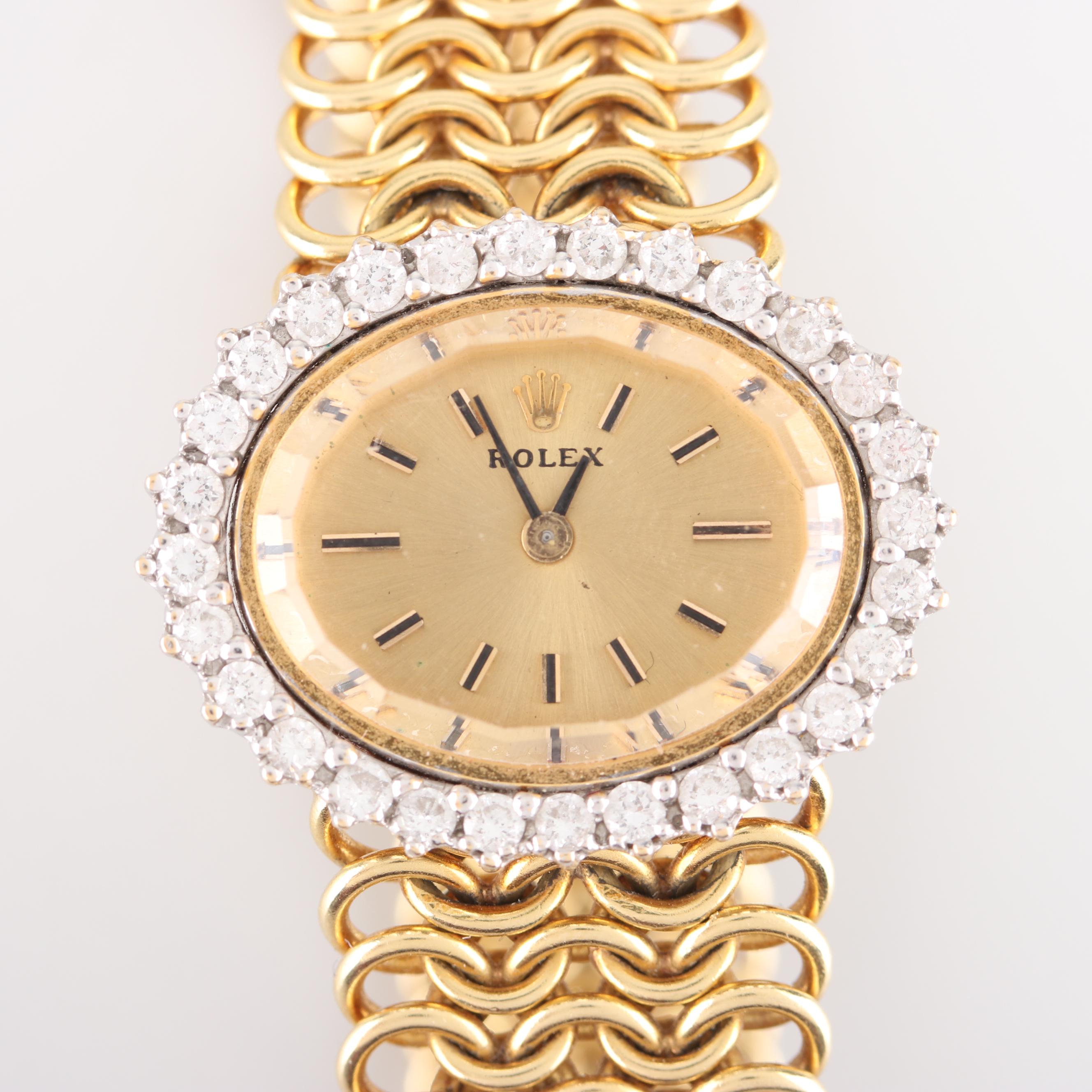 Rolex 18K Yellow Gold and Diamond Watch
