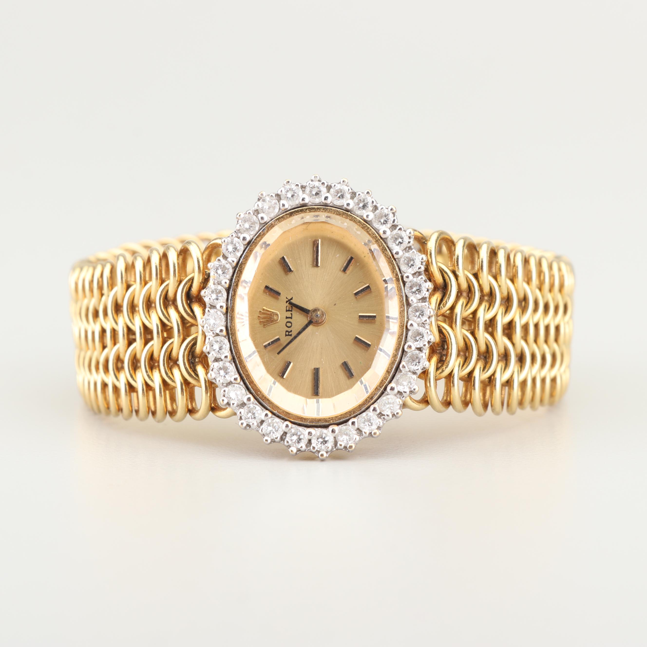 Rolex 18K Yellow Gold and Diamond Watch