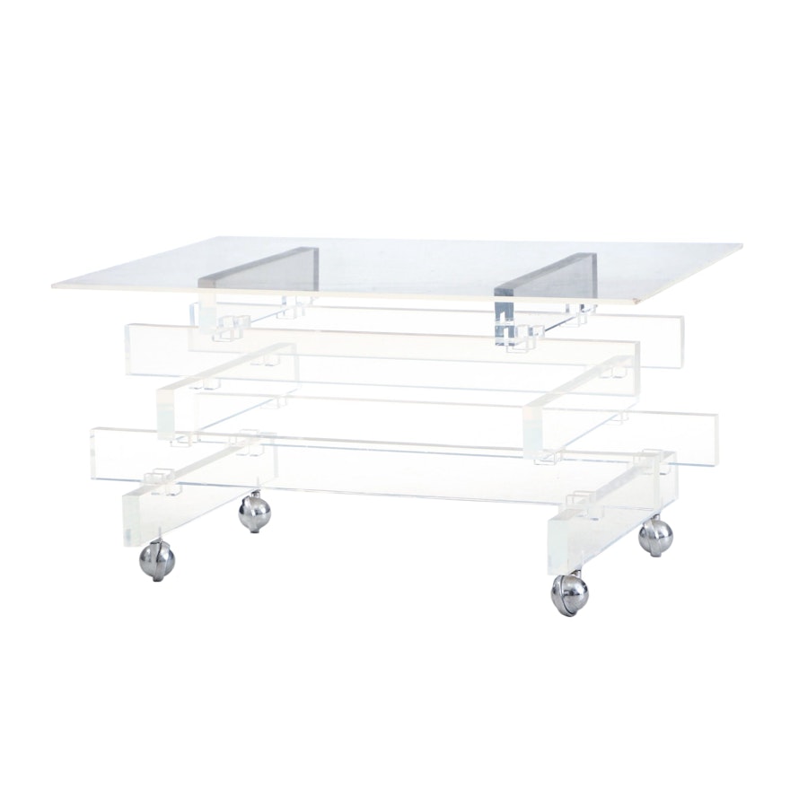 Clear Acrylic Table on Casters