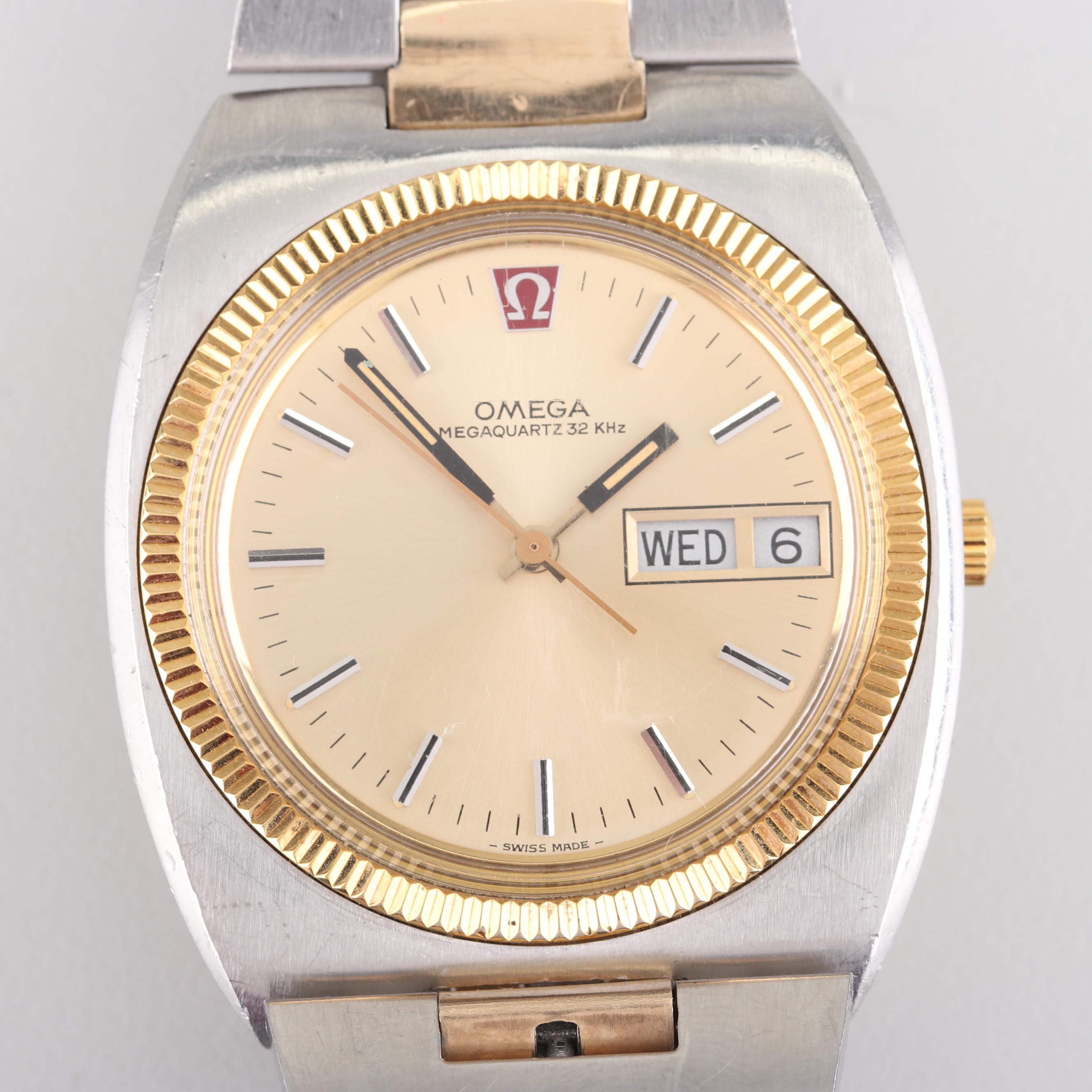 OMEGA "Champion" 10K Gold Overlay Accented Stainless Steel Watch