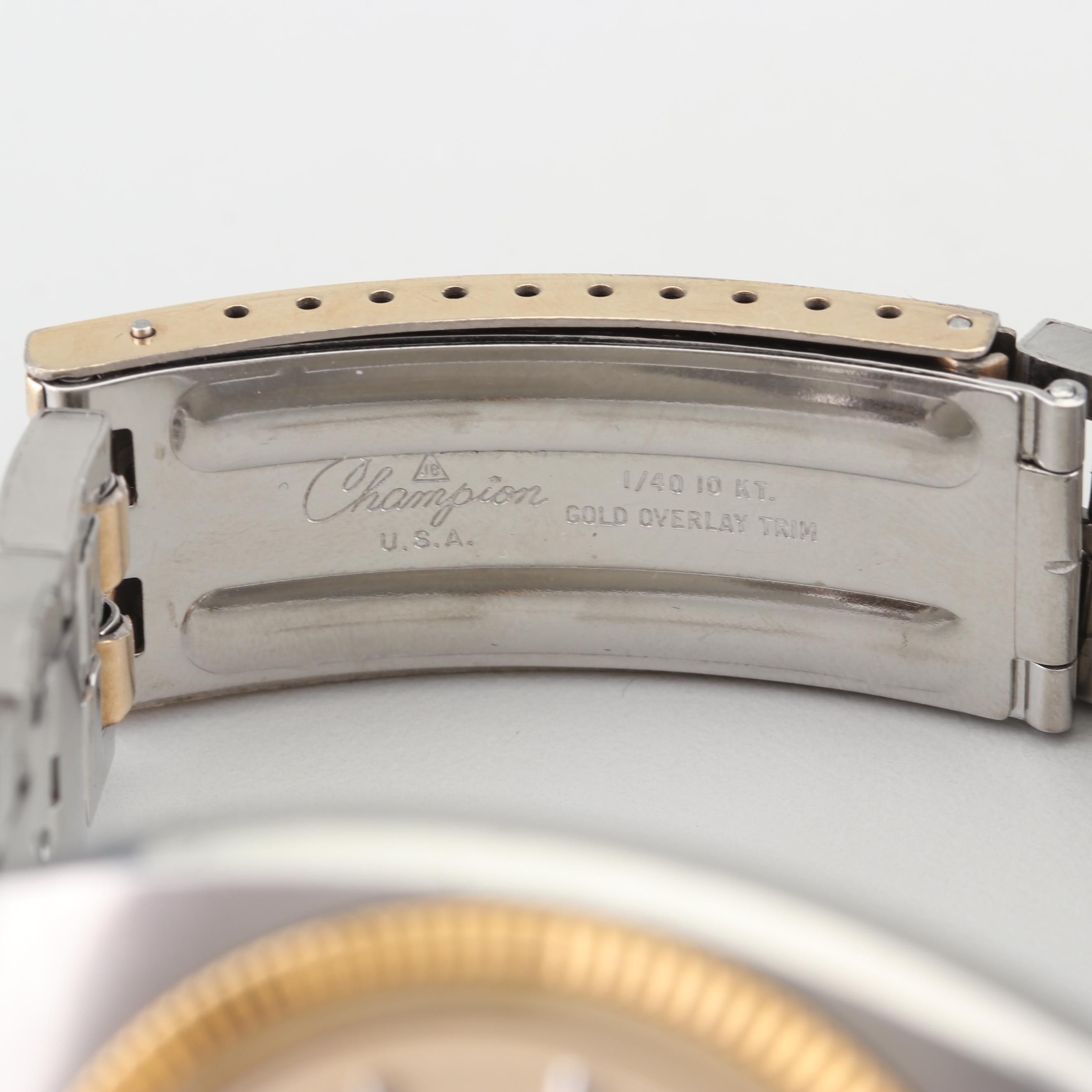 OMEGA "Champion" 10K Gold Overlay Accented Stainless Steel Watch