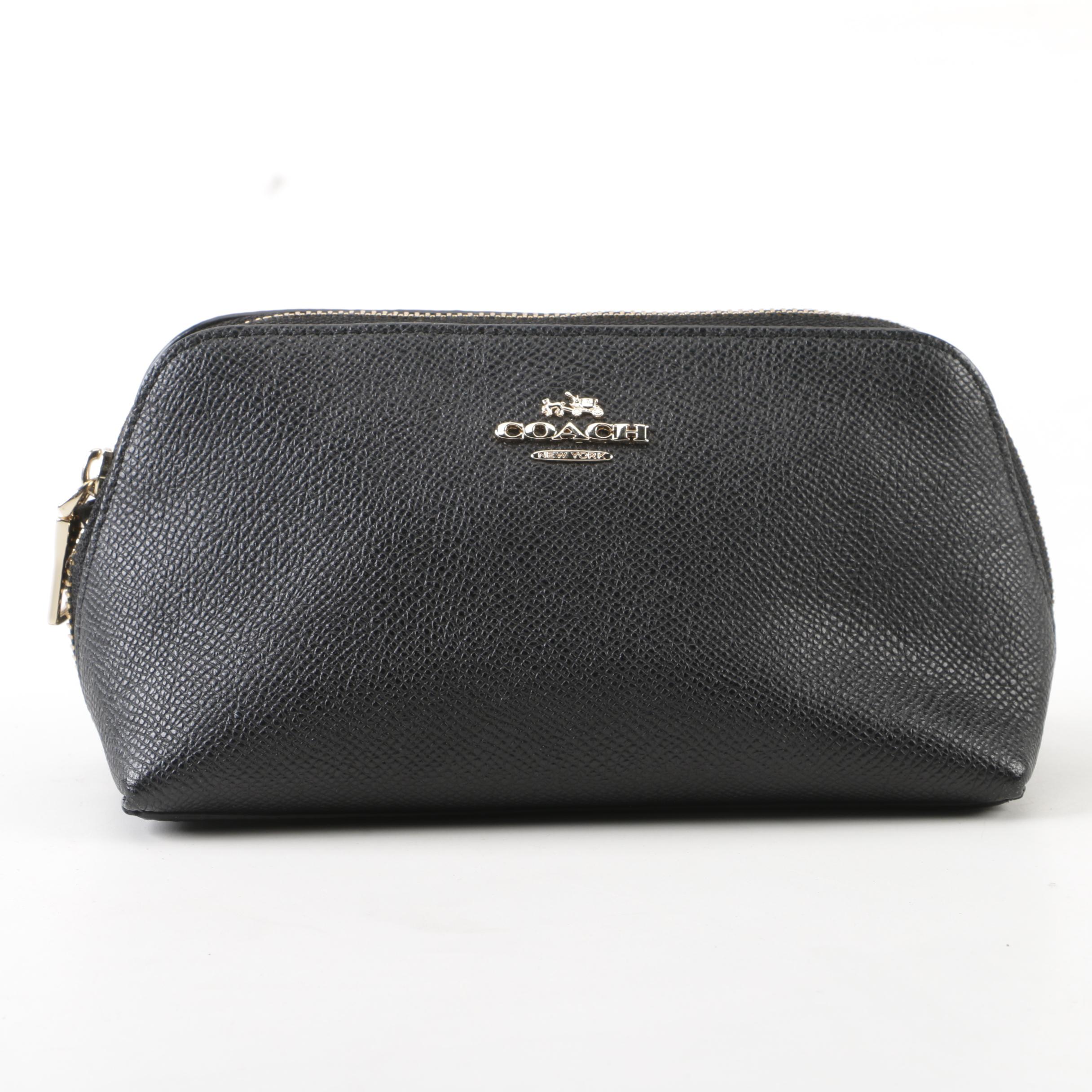 Coach New York Black Pebbled Leather Cosmetic Case