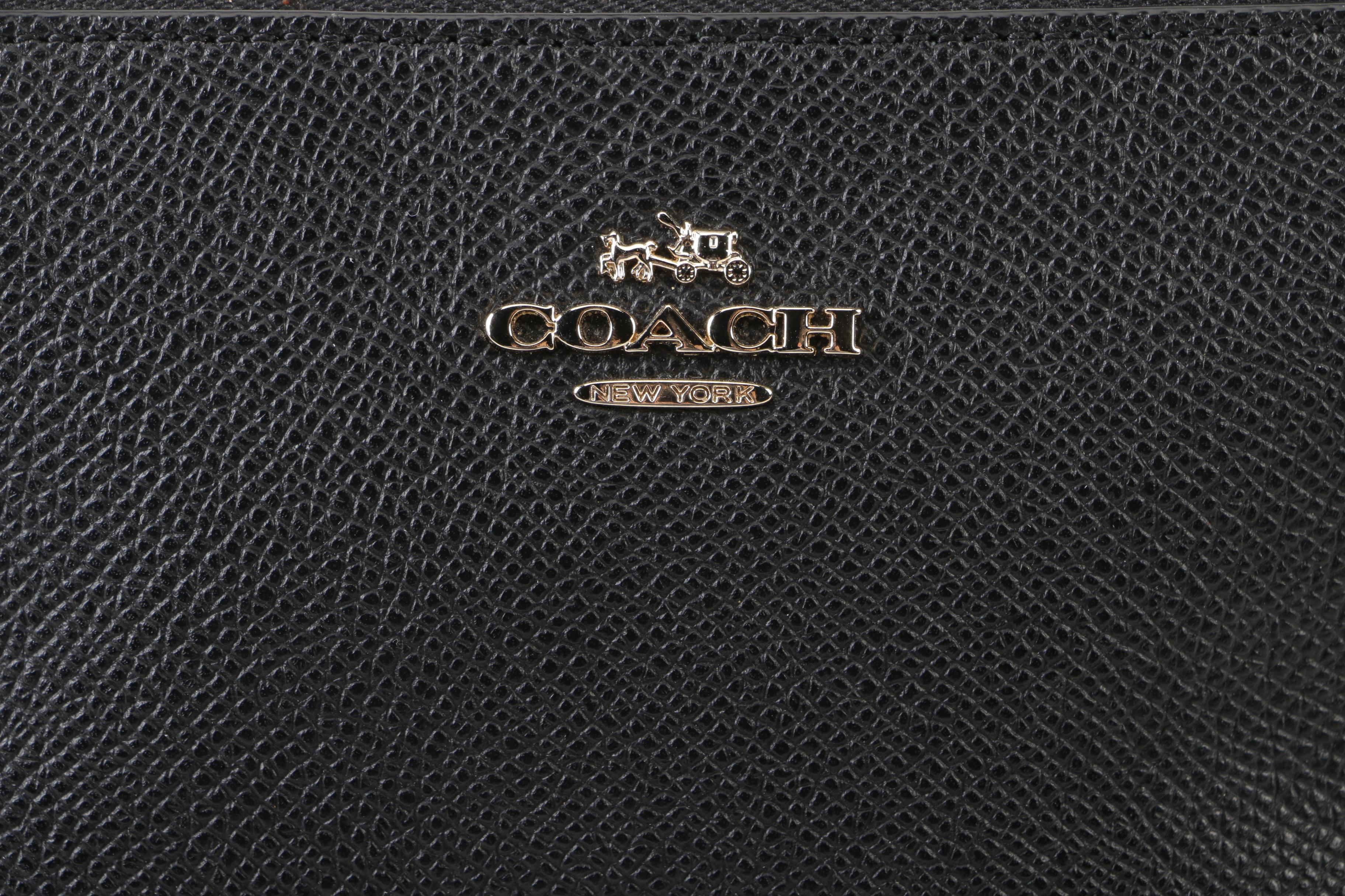 Coach New York Black Pebbled Leather Cosmetic Case