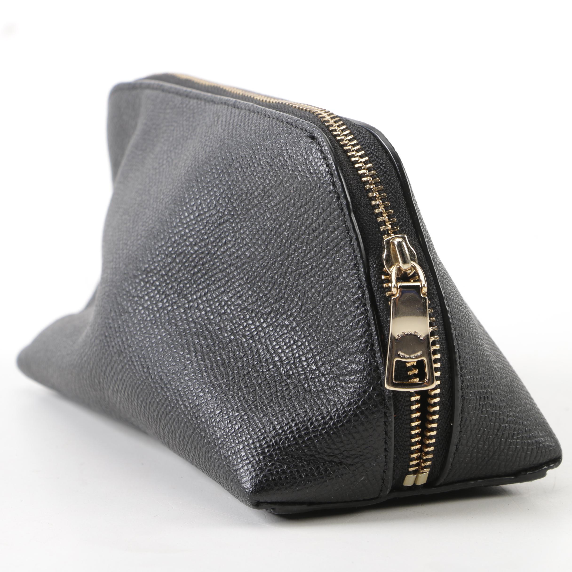 Coach New York Black Pebbled Leather Cosmetic Case