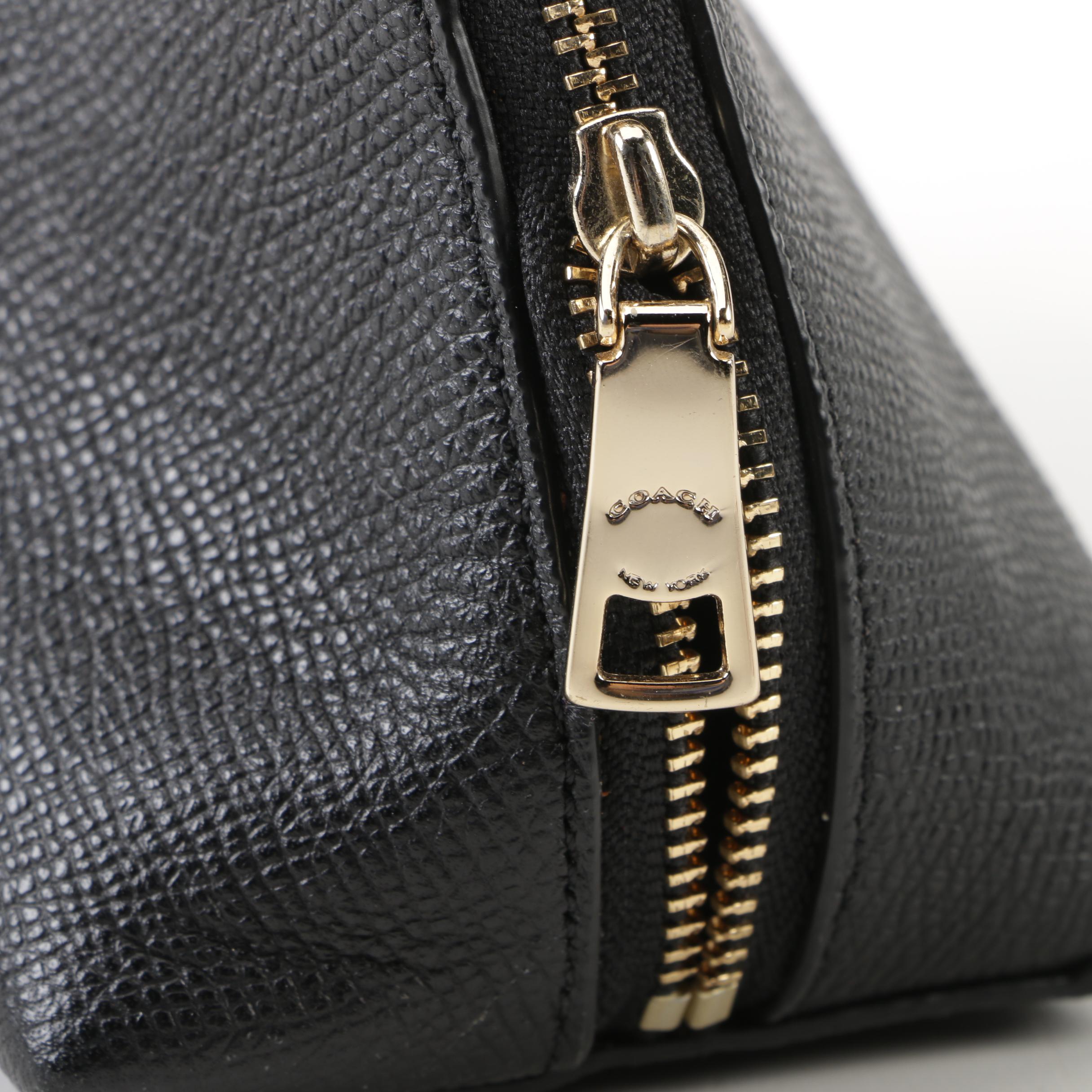 Coach New York Black Pebbled Leather Cosmetic Case