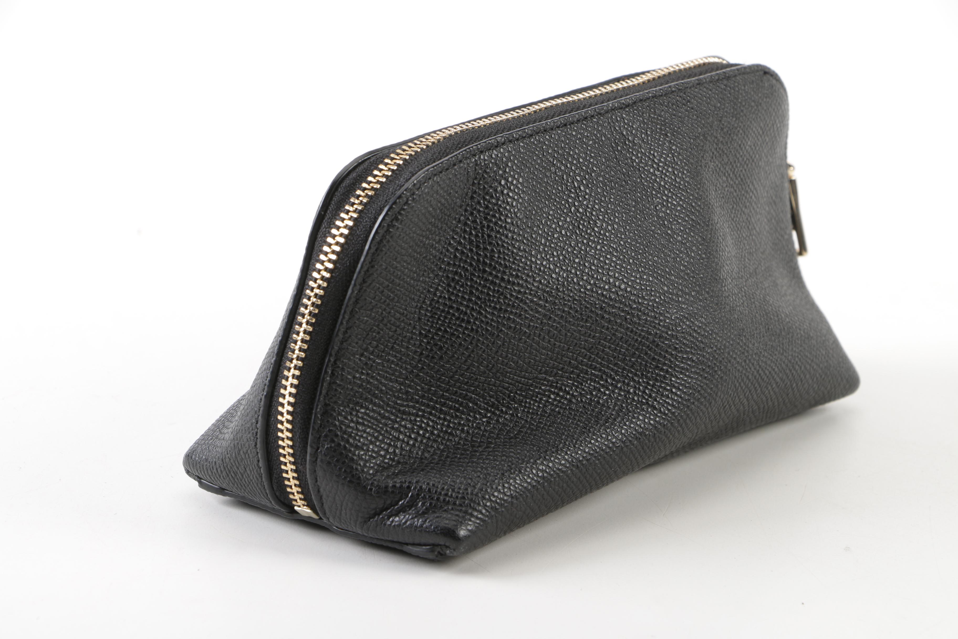 Coach New York Black Pebbled Leather Cosmetic Case