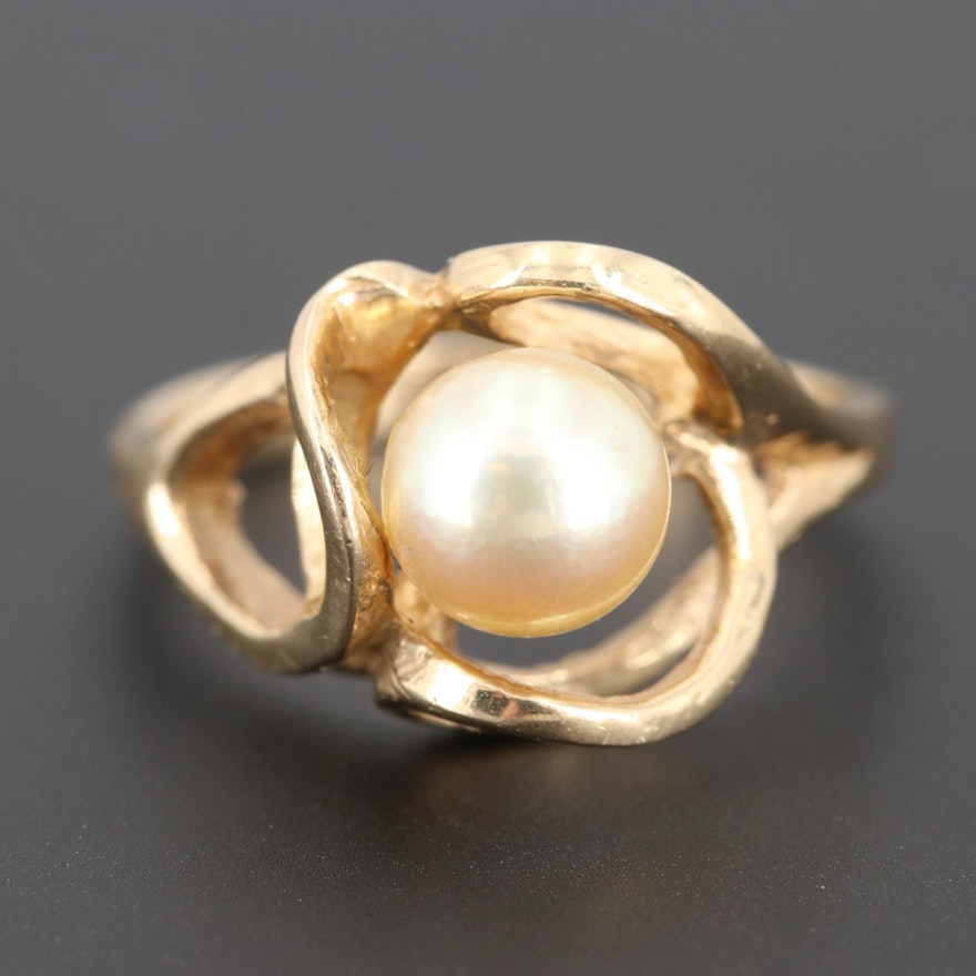 14K Yellow Gold Cultured Pearl Ring