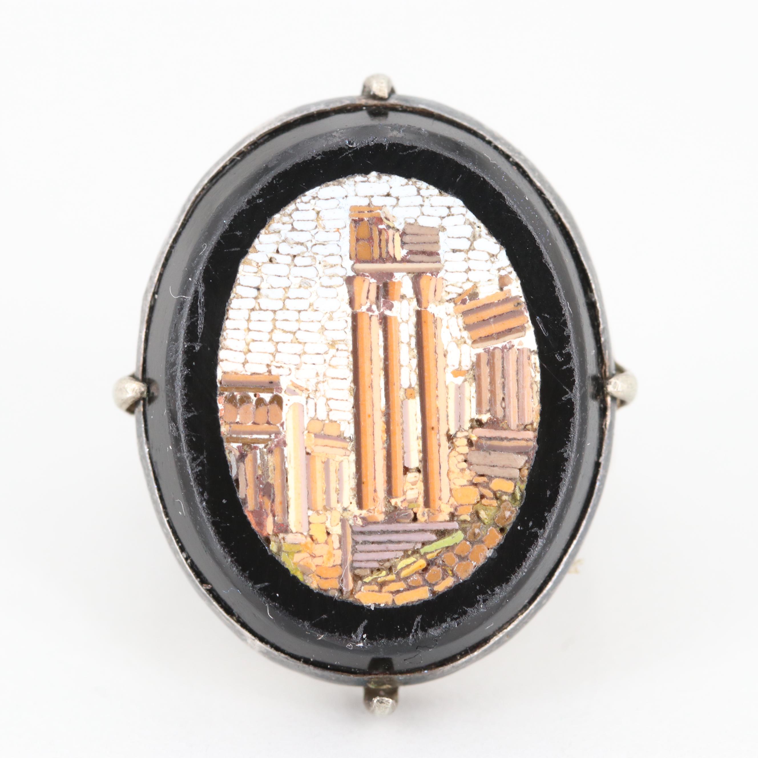 Sterling Silver Glass Micromosaic Ring