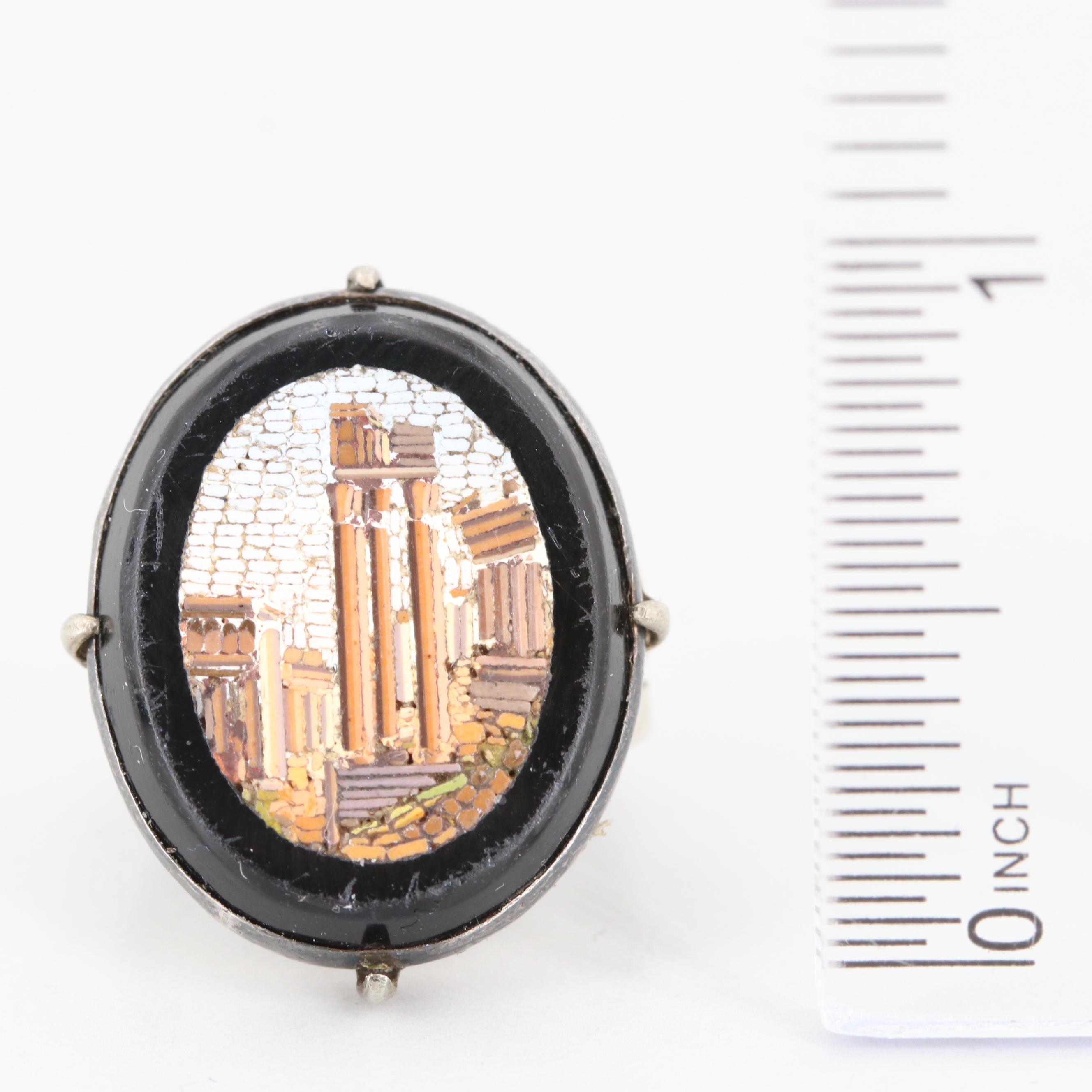 Sterling Silver Glass Micromosaic Ring